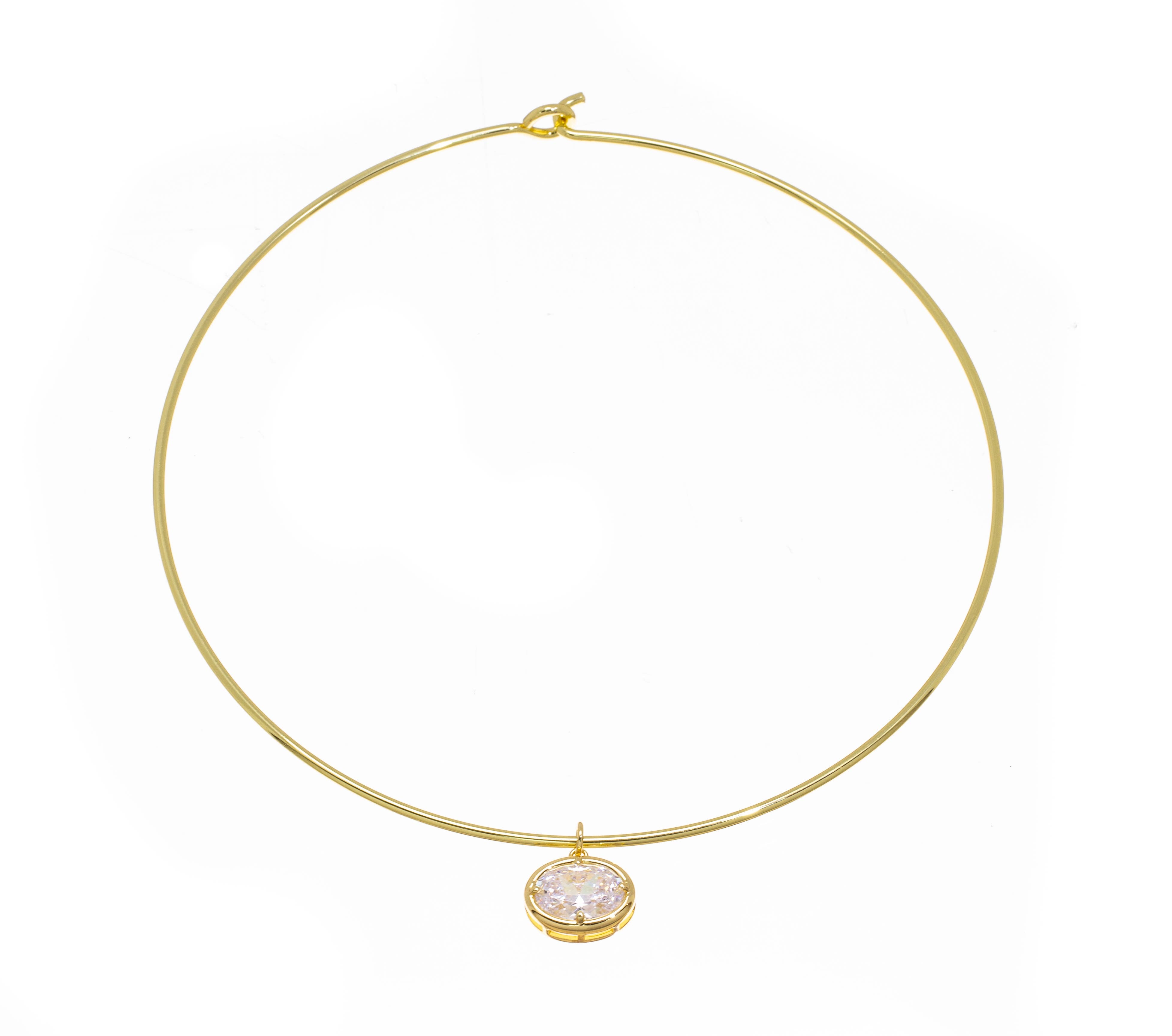 Gold Wire Choker Necklace, Wire Collar Necklace NLG1043