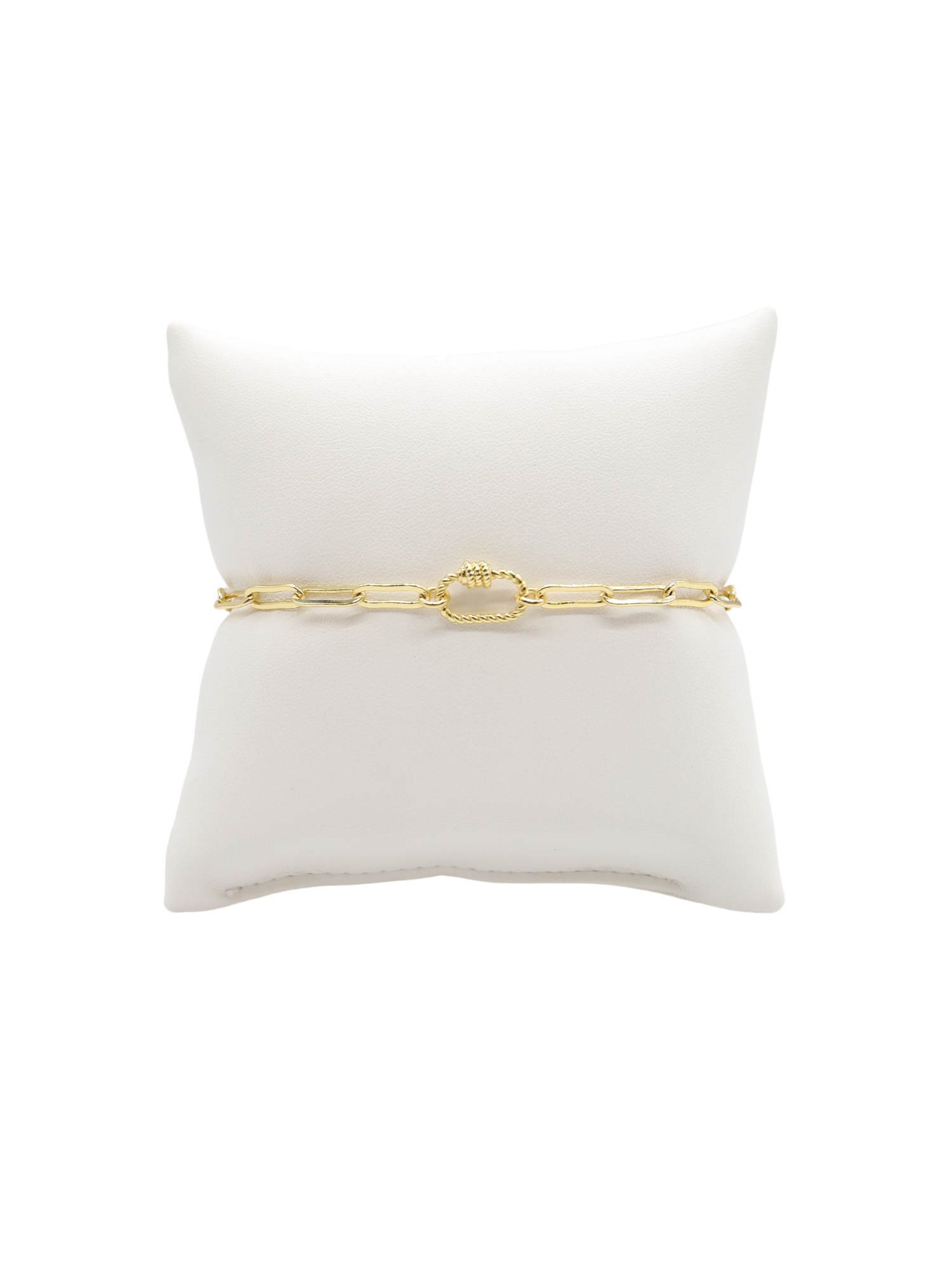 Gold Ashley (Box) Paperclip Chain Charm Bracelet with Micro Bella Carabiner