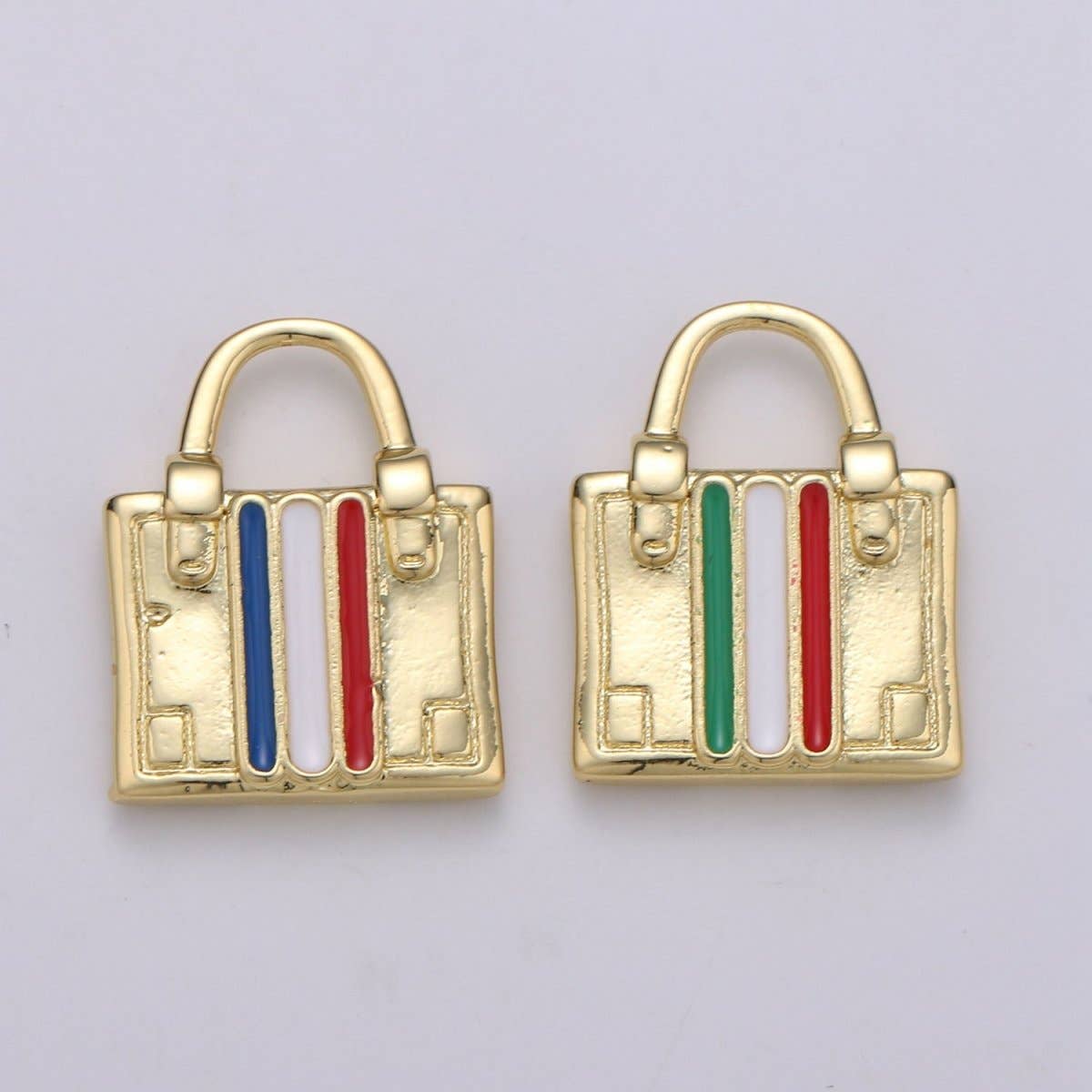 14K Gold Filled France, Italy Flag Suitcase Luggage Travel Charm