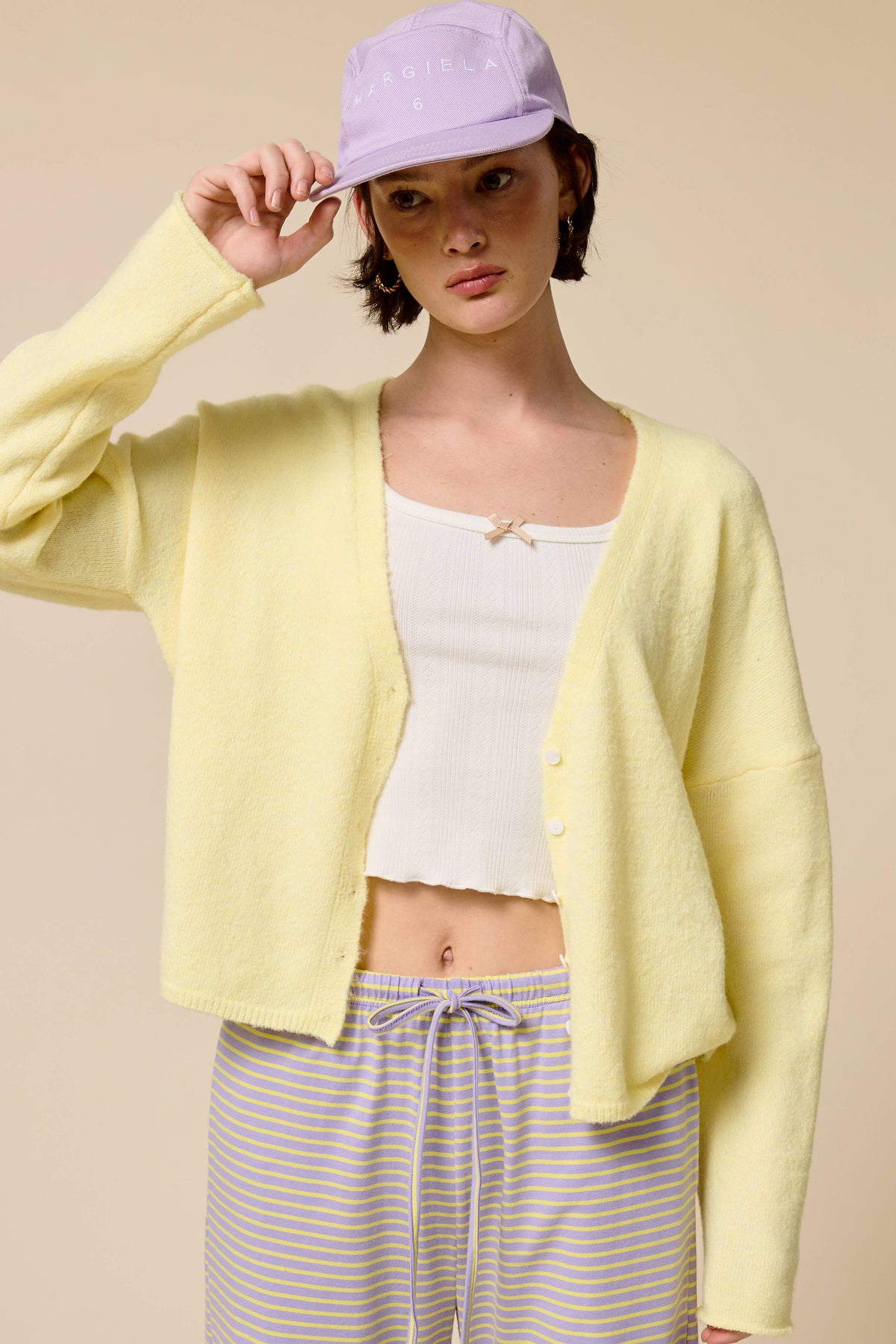 V neck Batwing Sleeve Button Up Cardigan