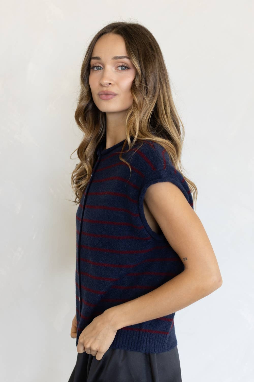 Piper Vest Cardigan - Cabana Striped
