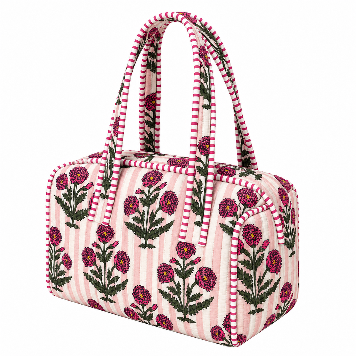Stripe Floral Quilted Bag Print