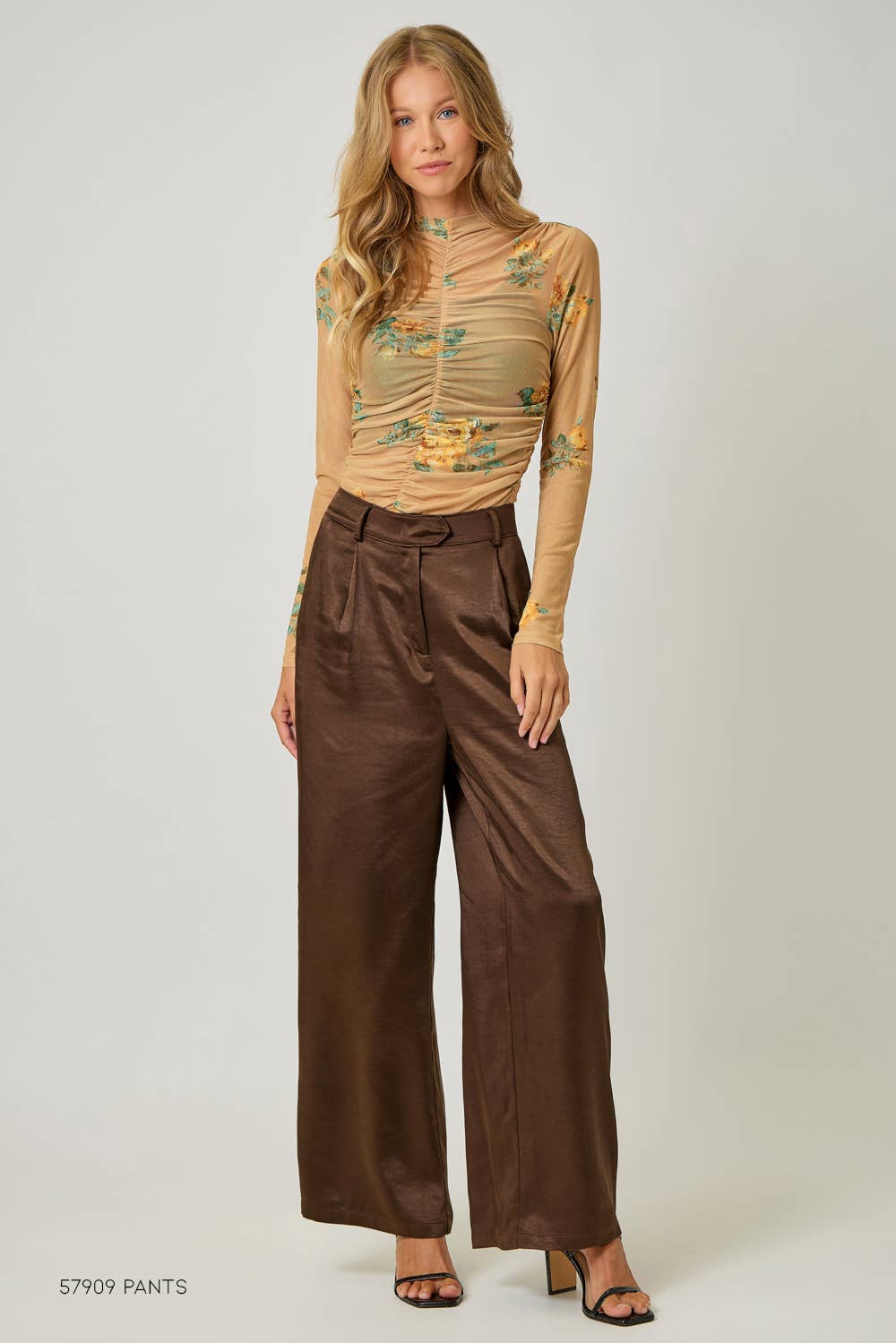Mock Neck Ruching Top
