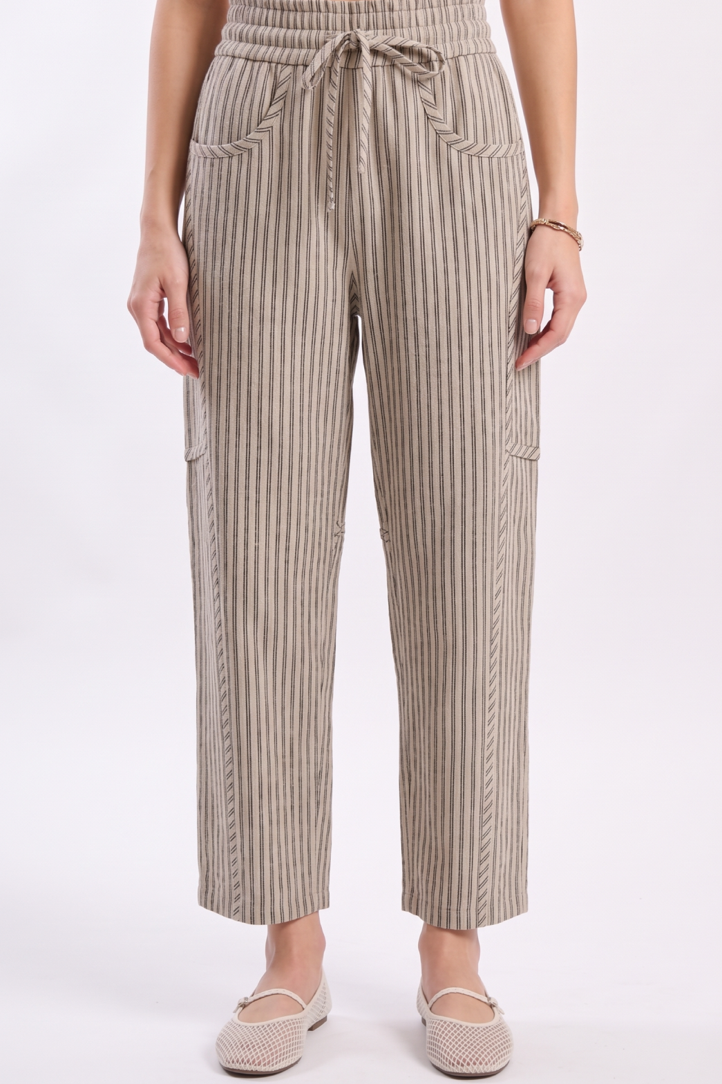 CB10394J Pinstripe Drawstring Pants