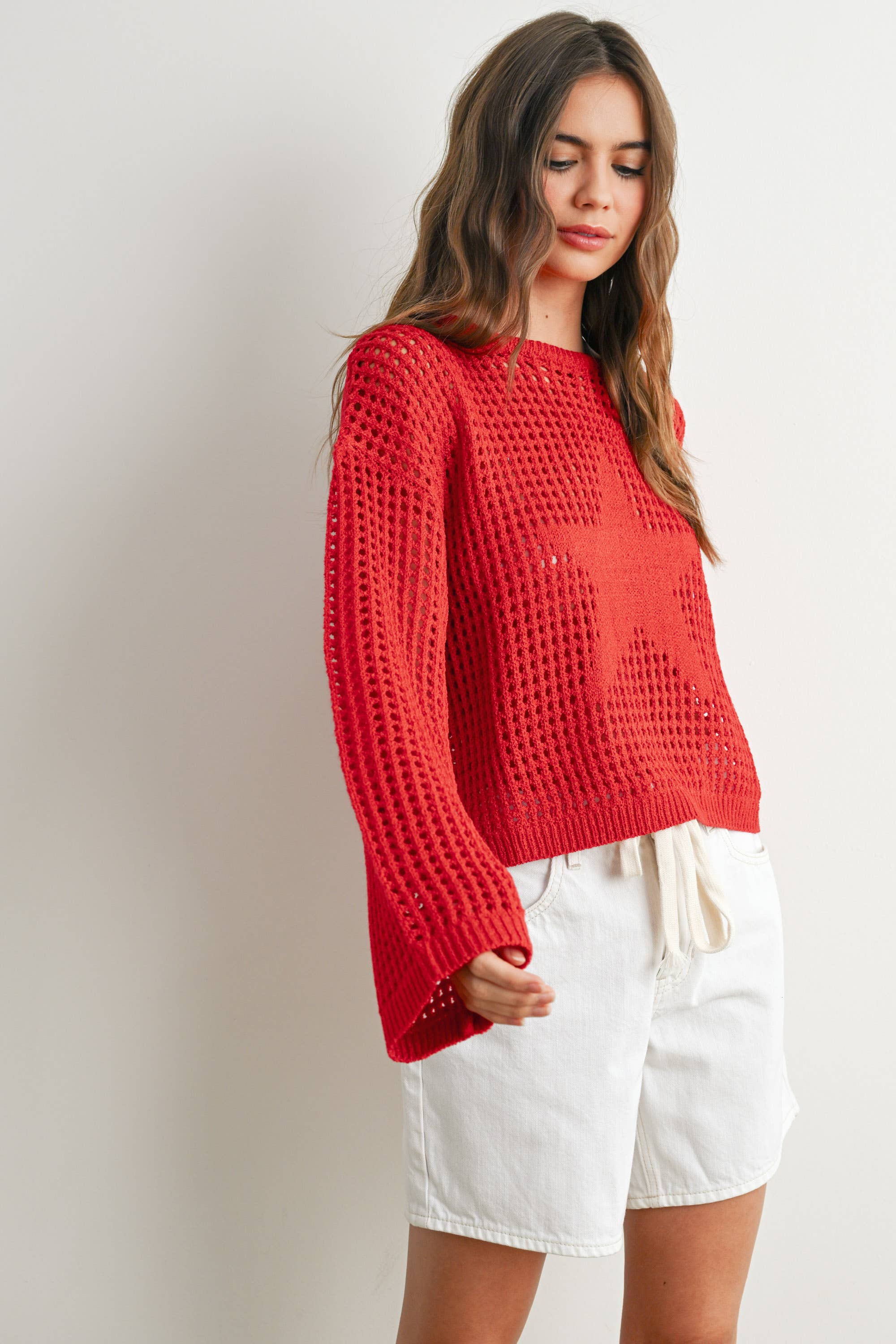 Crew Neck Crochet Sweater