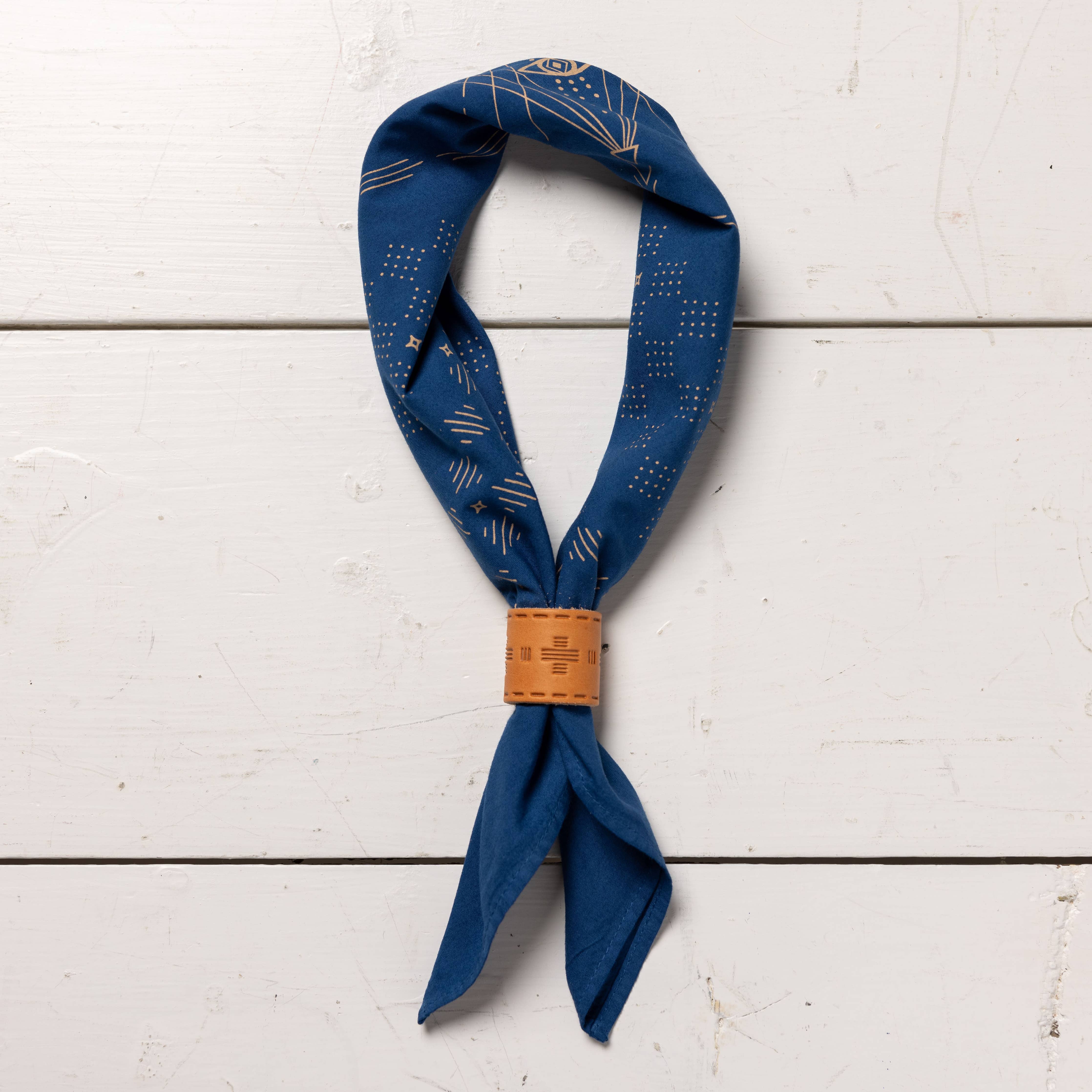 Handmade in USA leather bandana slide - tooled