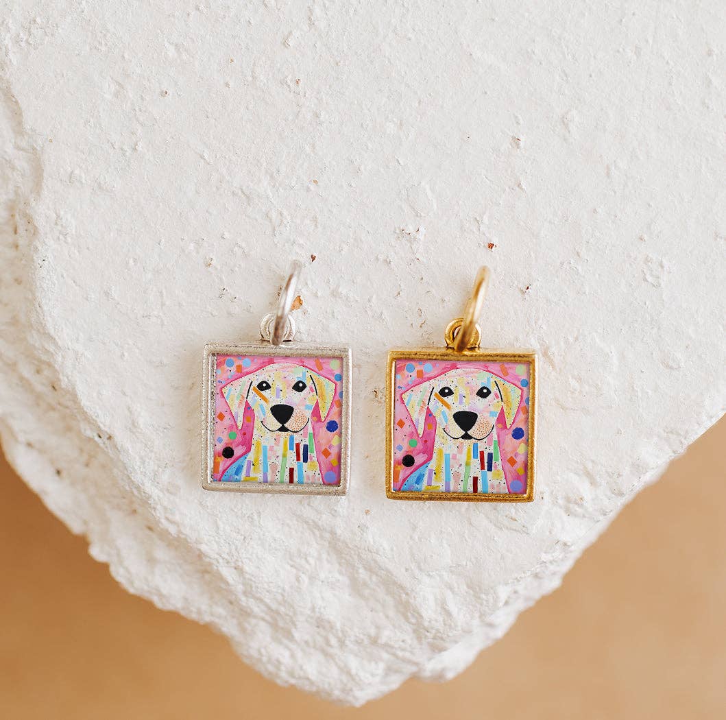 Pup Dog Charm Pendant Gold