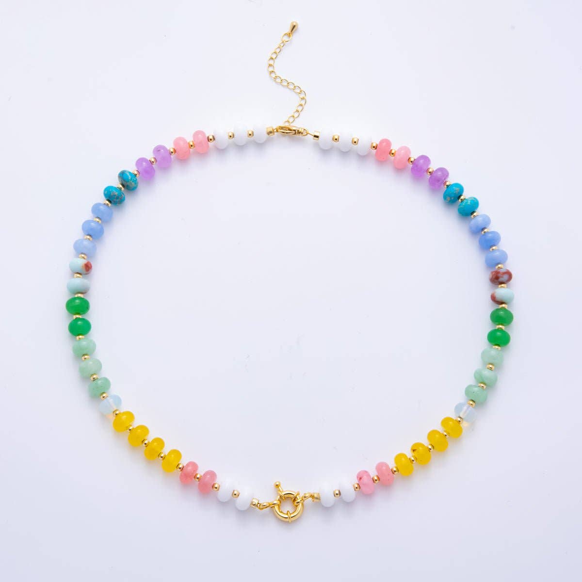 Candy Gemstone Beaded Chain Necklace