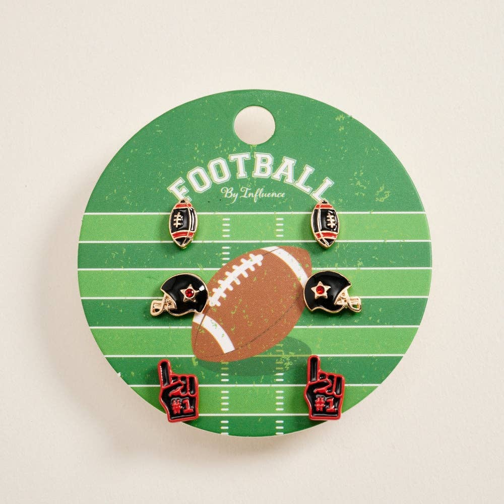 Football Helmet Foam Finger 3 Set Earrings
