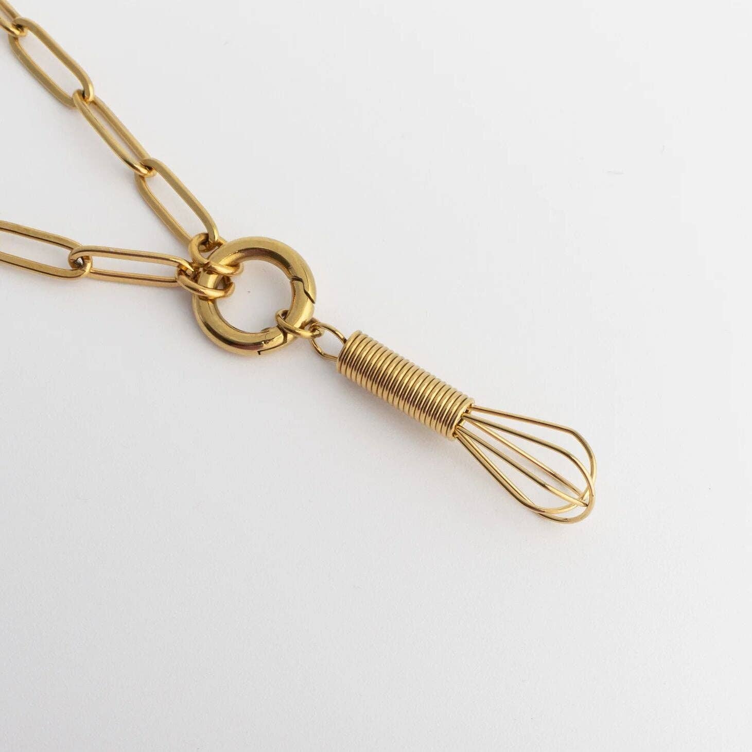 18K Gold PVD Stainless Steel Whisk Charm