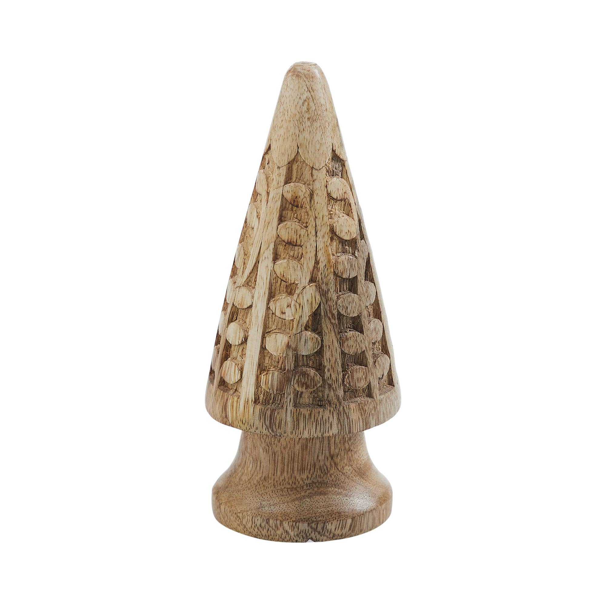 Natural Wooden Carved Cone Tree Small 7.25x3x3