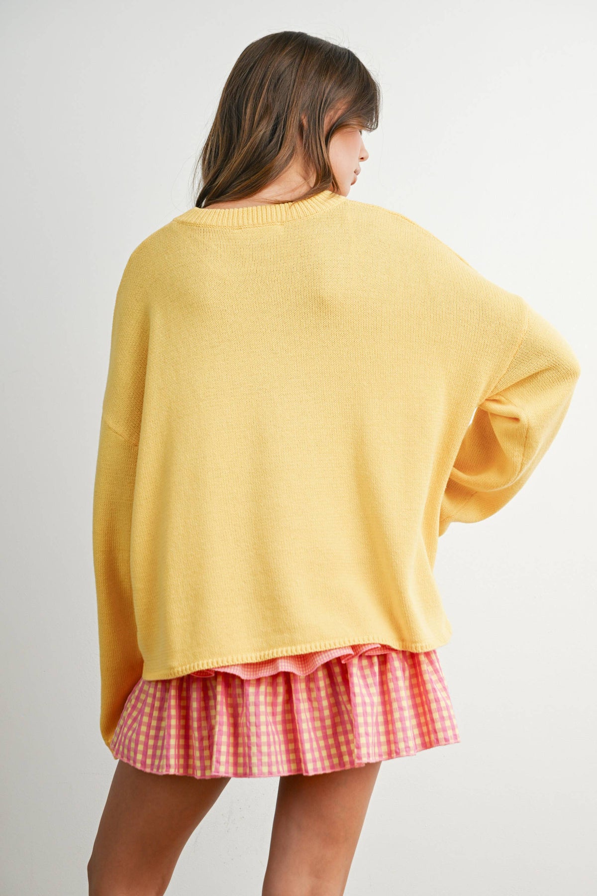Drop Shoulder Star Pattern Sweater - BMW7756