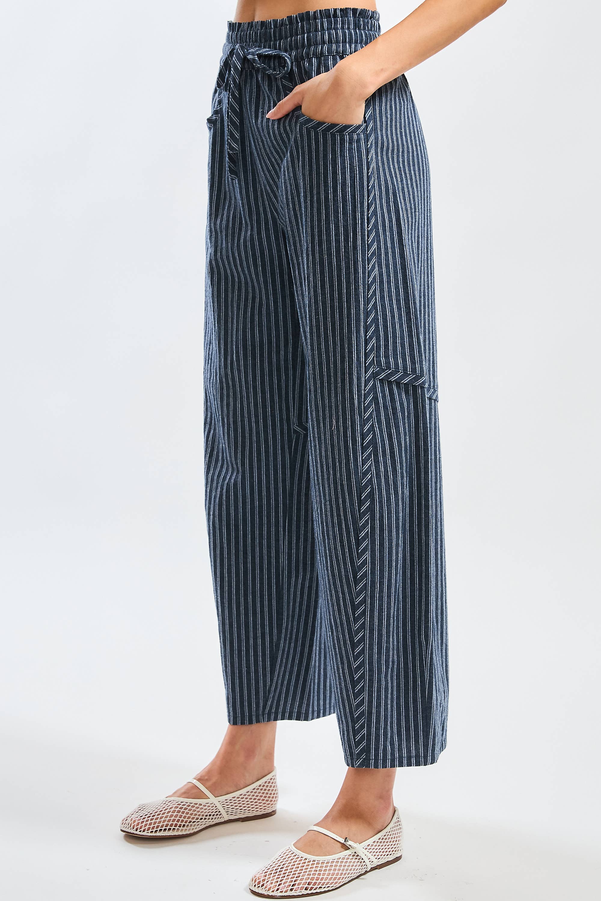 CB10394J Pinstripe Drawstring Pants