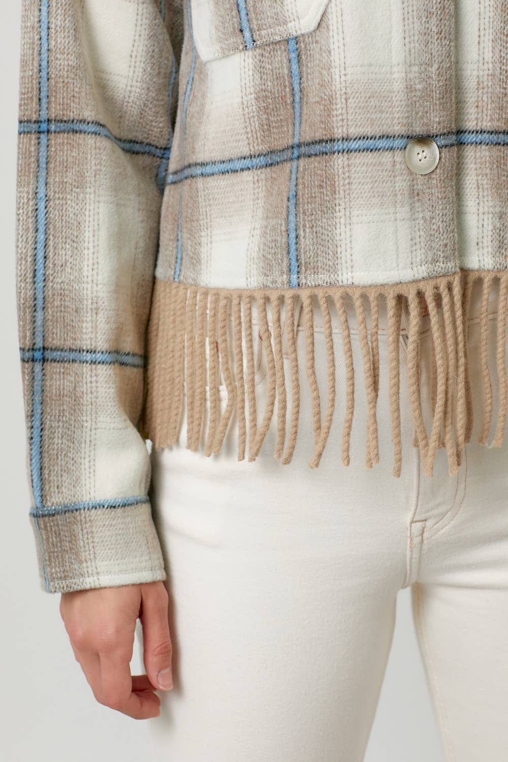 Fringe Plaid Jacket
