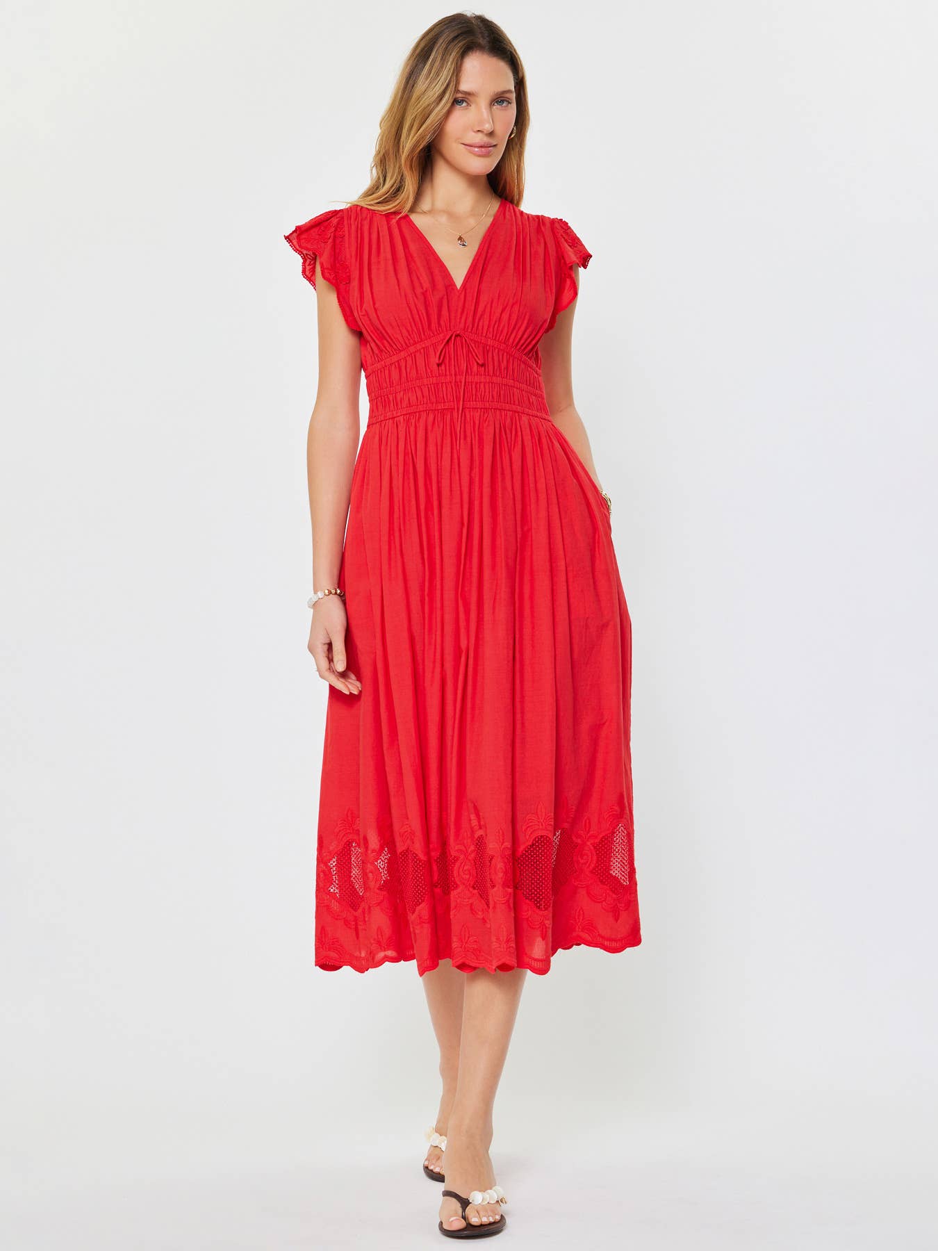 Embroidered Lace Midi Dress