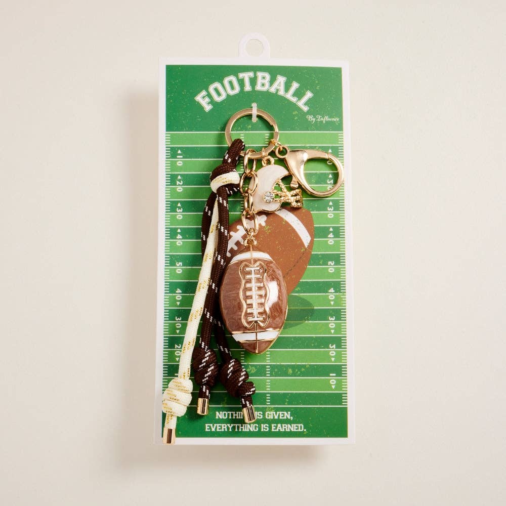 Pearlized Enamel Football Helmet Cord Keychain Bag Charm