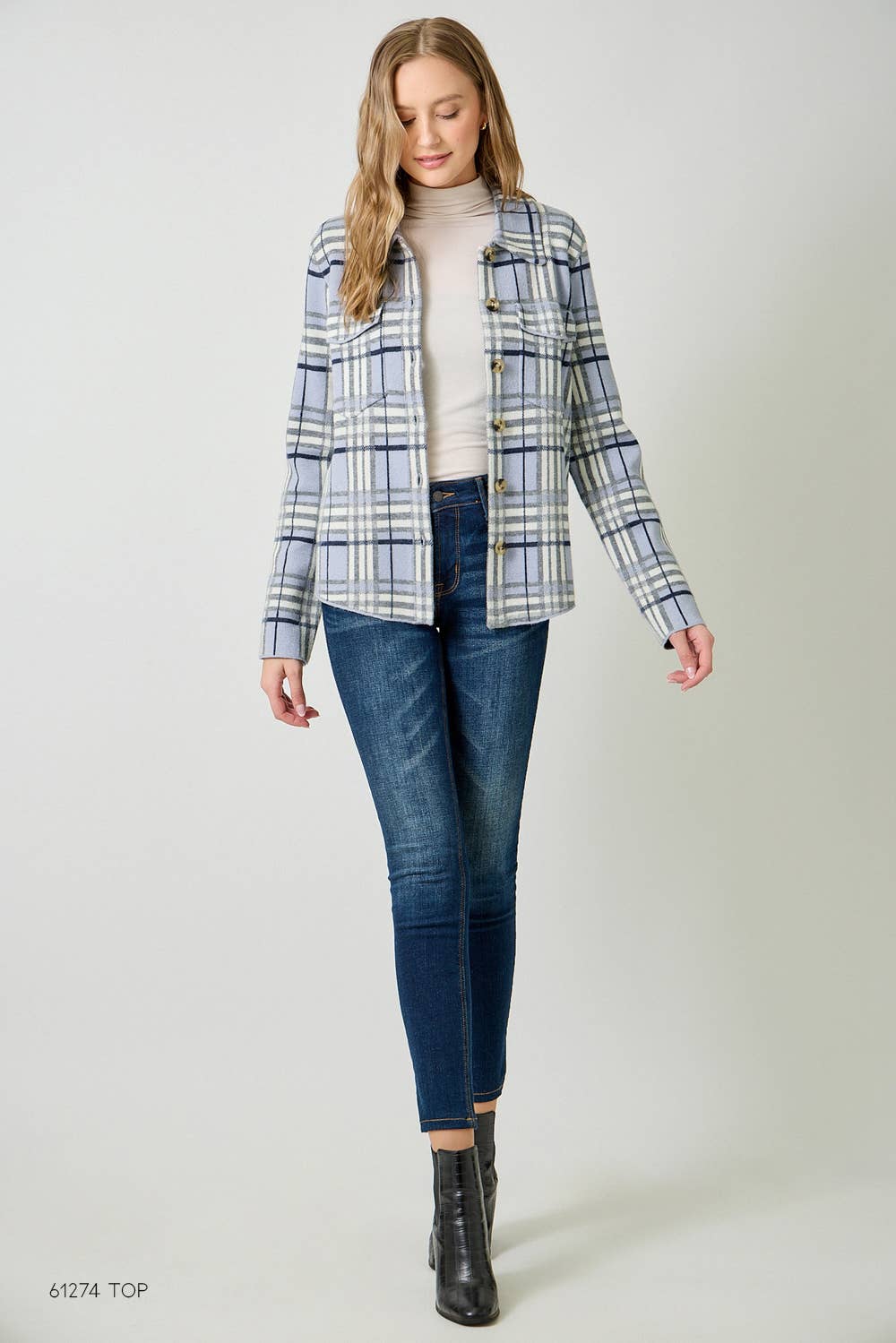 60843 Check Patterned Sweater Jacket