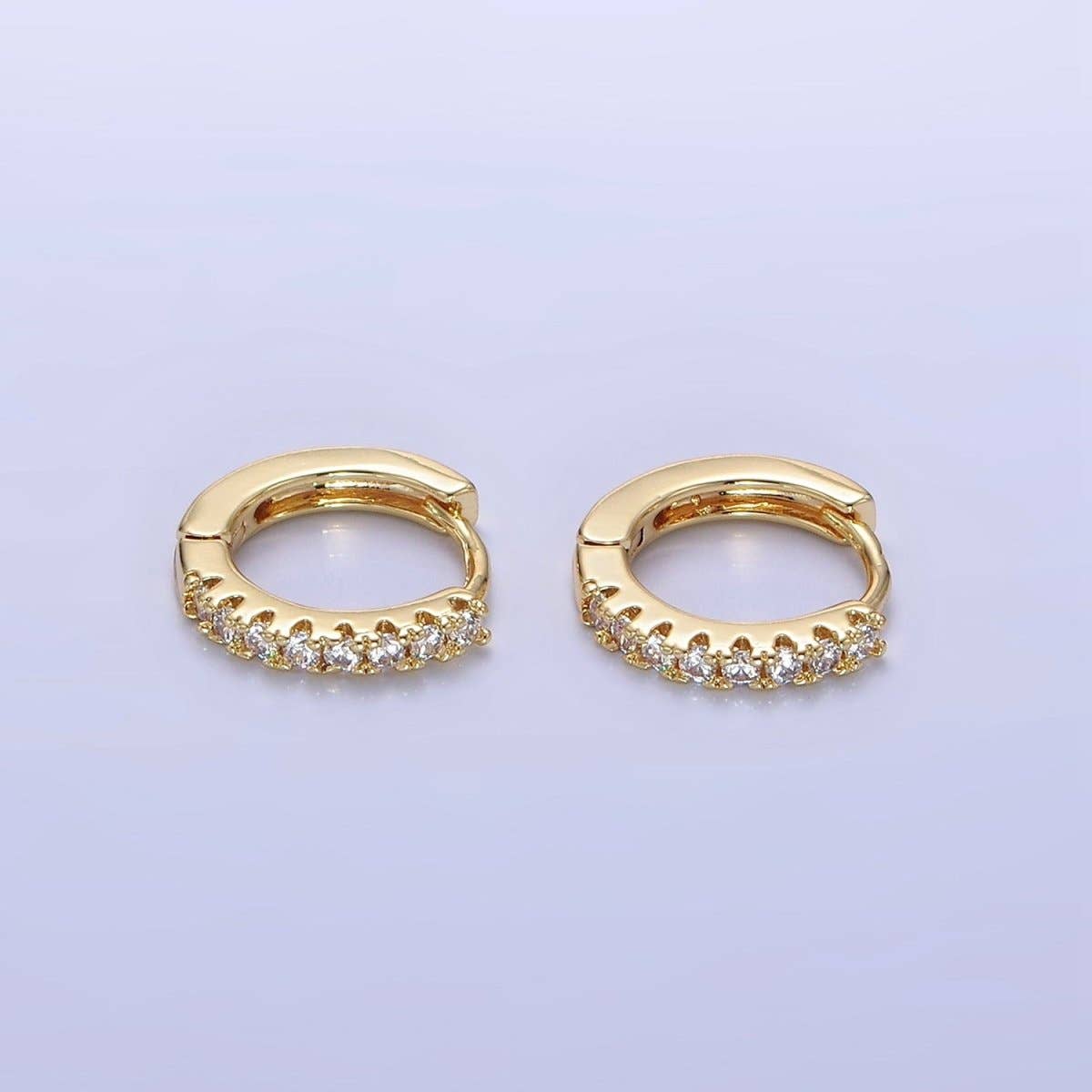 14K Gold Filled 15mm Micro Paved Huggie Earrings | P079