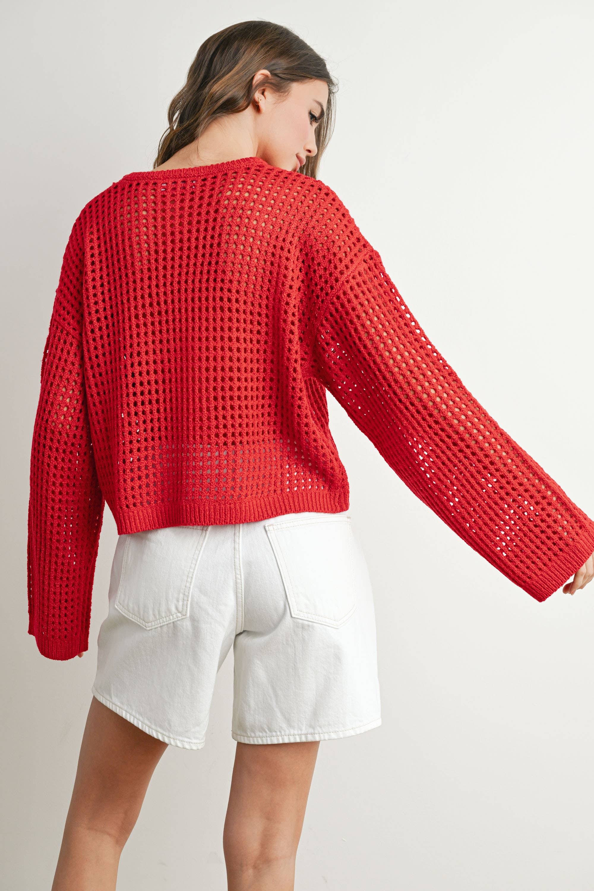 Crew Neck Crochet Sweater