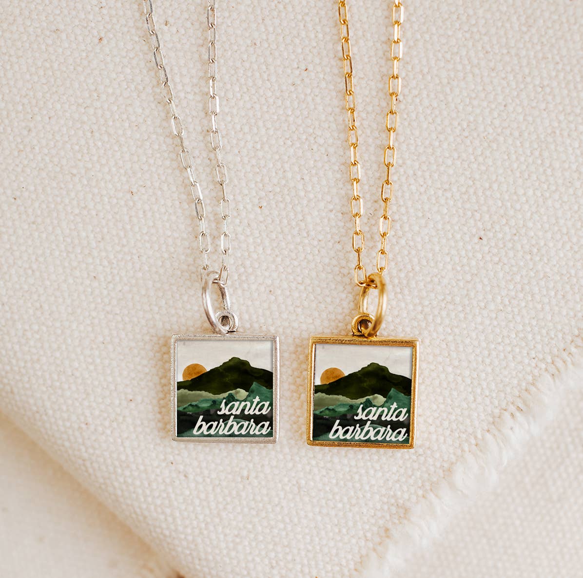 Mountain Sunset Charm Pendant Necklace Madison, Indiana