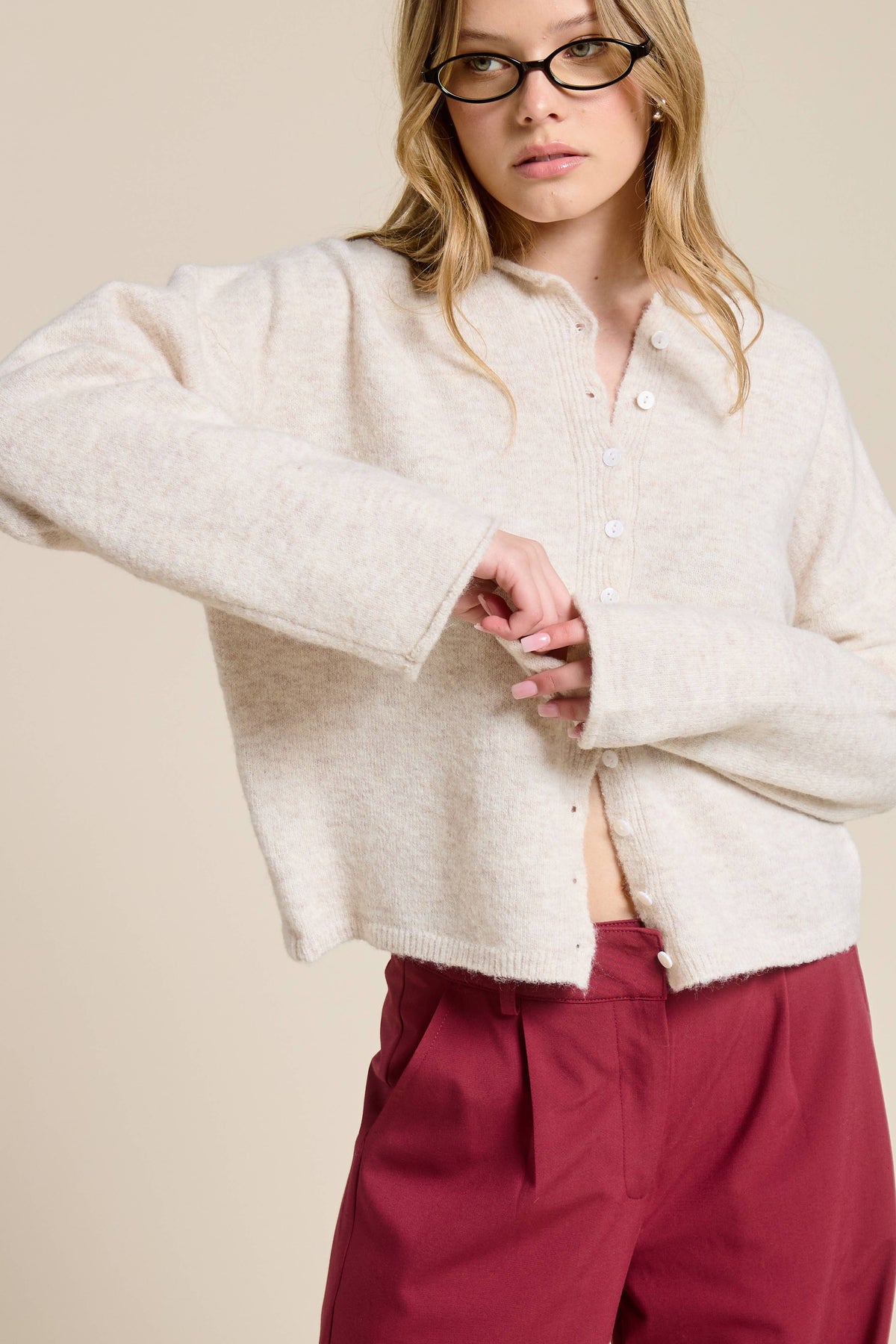 Open-Pack Essential Button Down Cardigan Top
