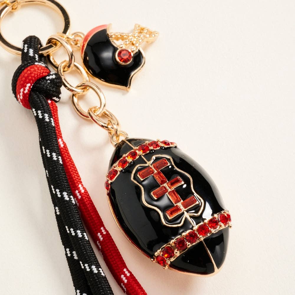College Football Helmet Paracord Stone Keychain Bag Charm