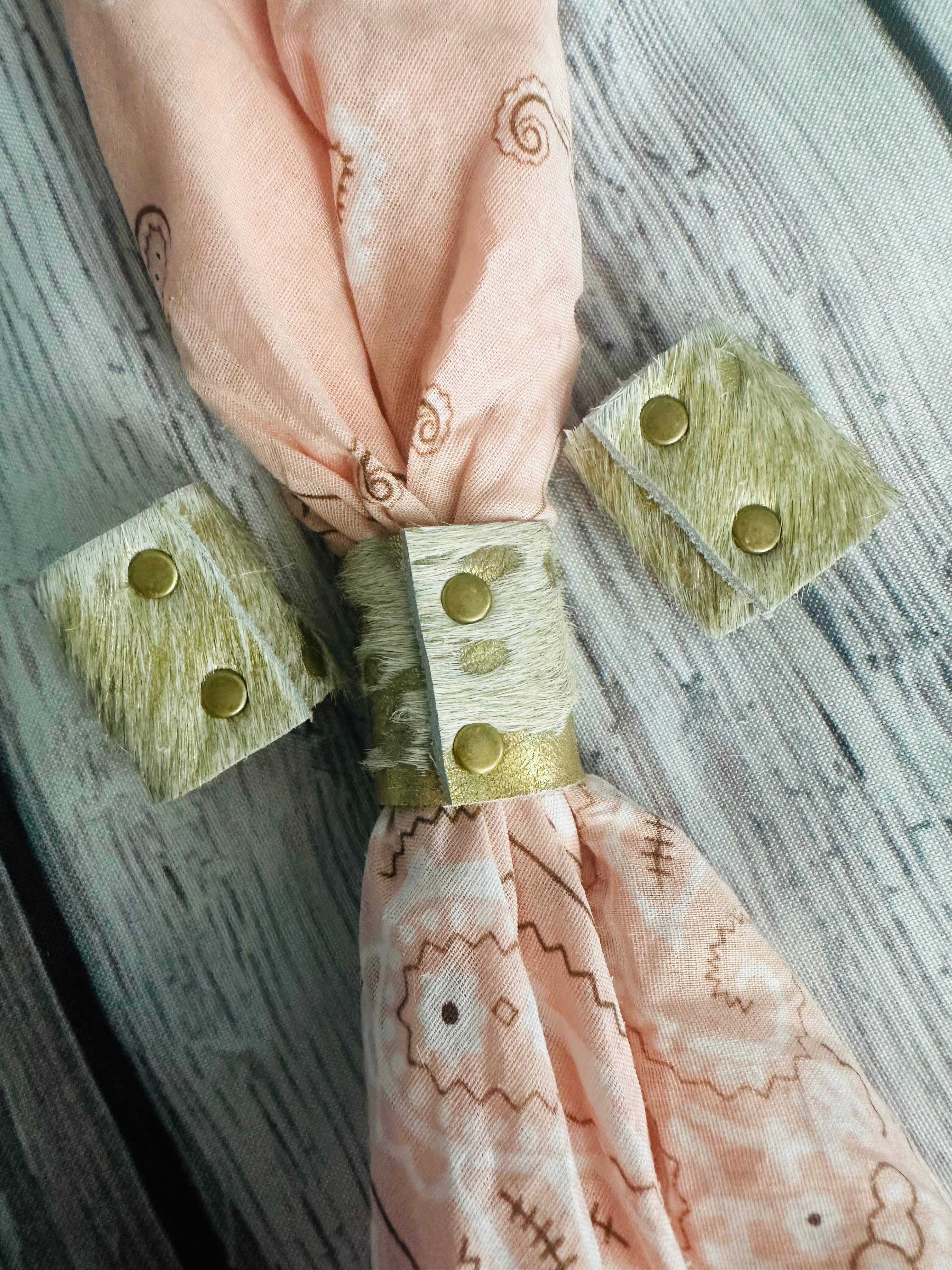 Gold Metallic Cowhide Bandana Slides