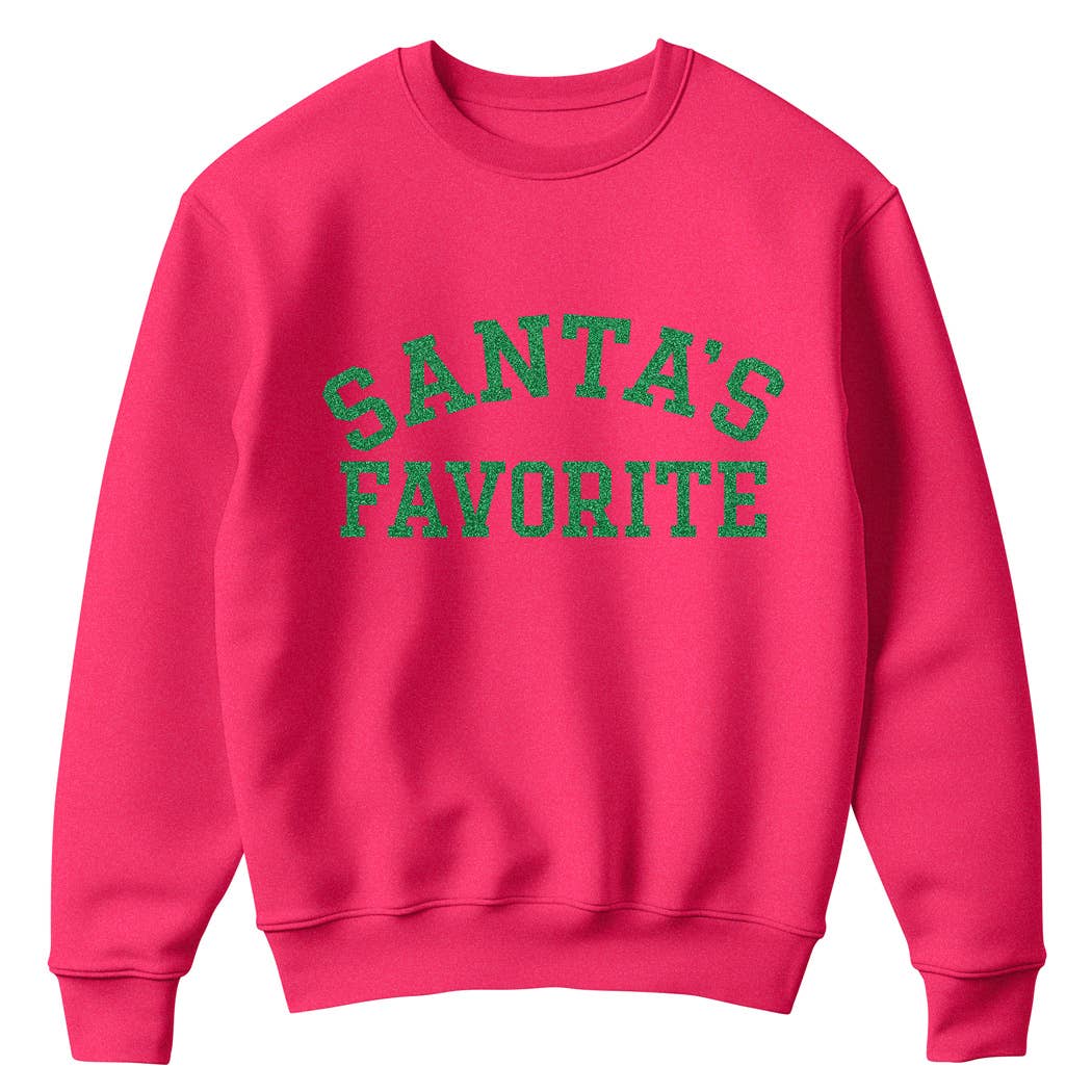 Santa's Favorite Glitter Logo Fleece Sweatshirt