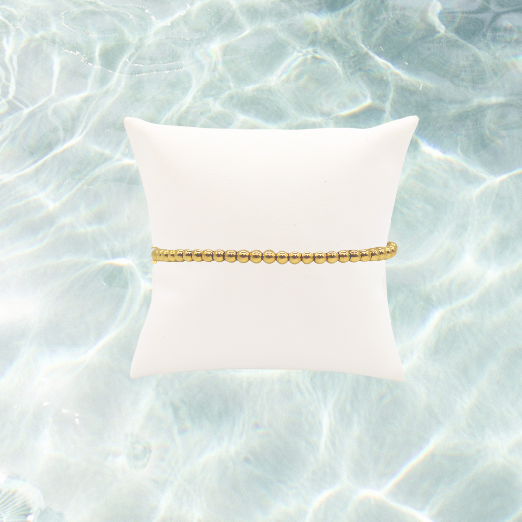 Gold Classic Beaded Bracelet | Waterproof, Hypoallergenic & Tarnish Resistant