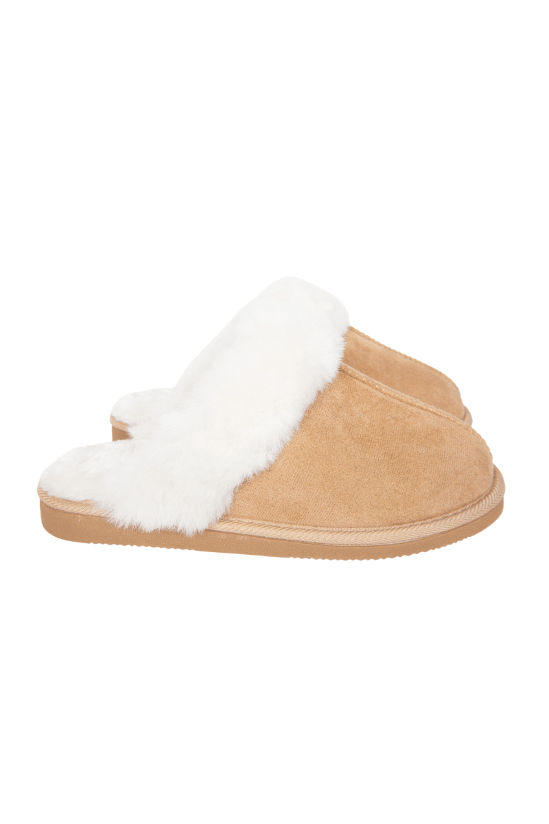 Sand Faux Fur Slip-On House Shoes