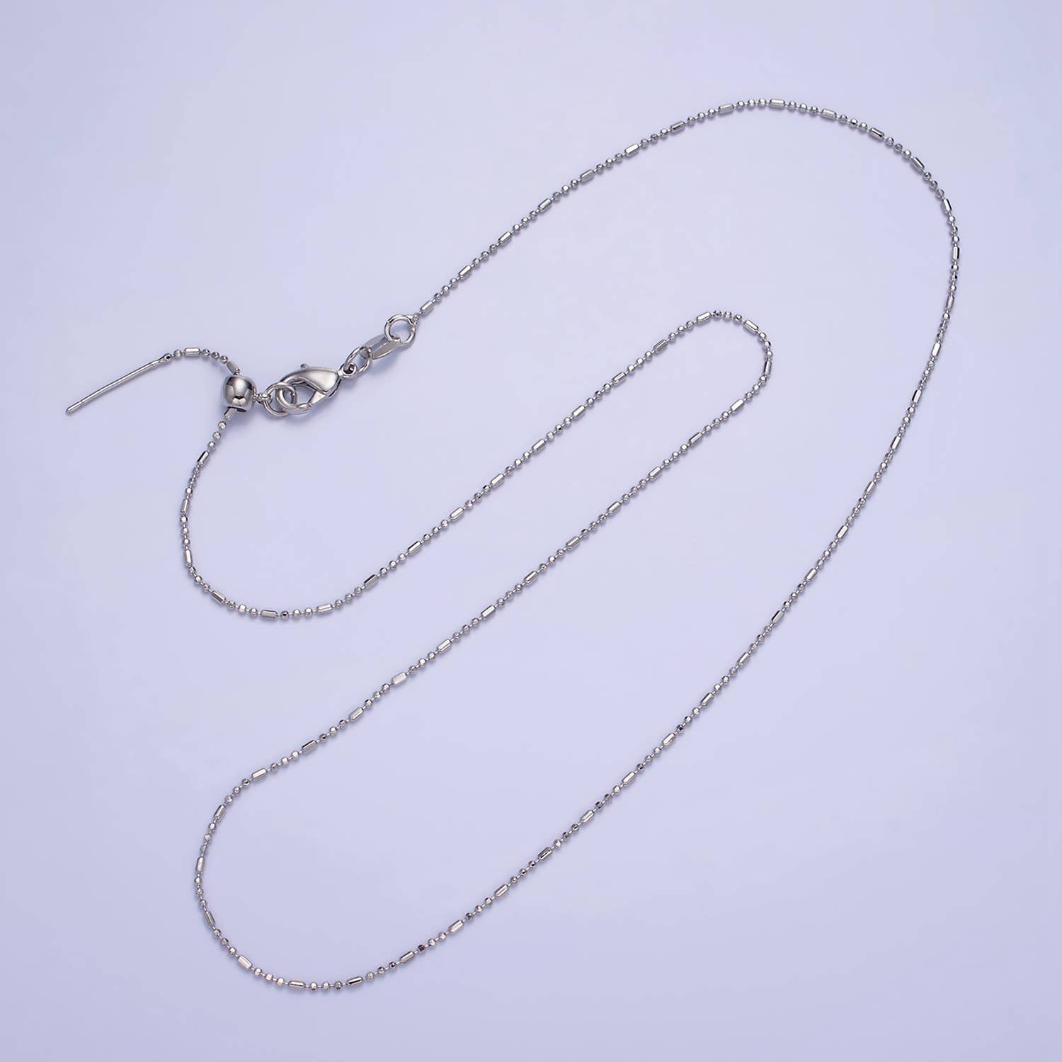 14K Gold Filled 1mm Bead Tube Chain 18 Inch Slider Necklace