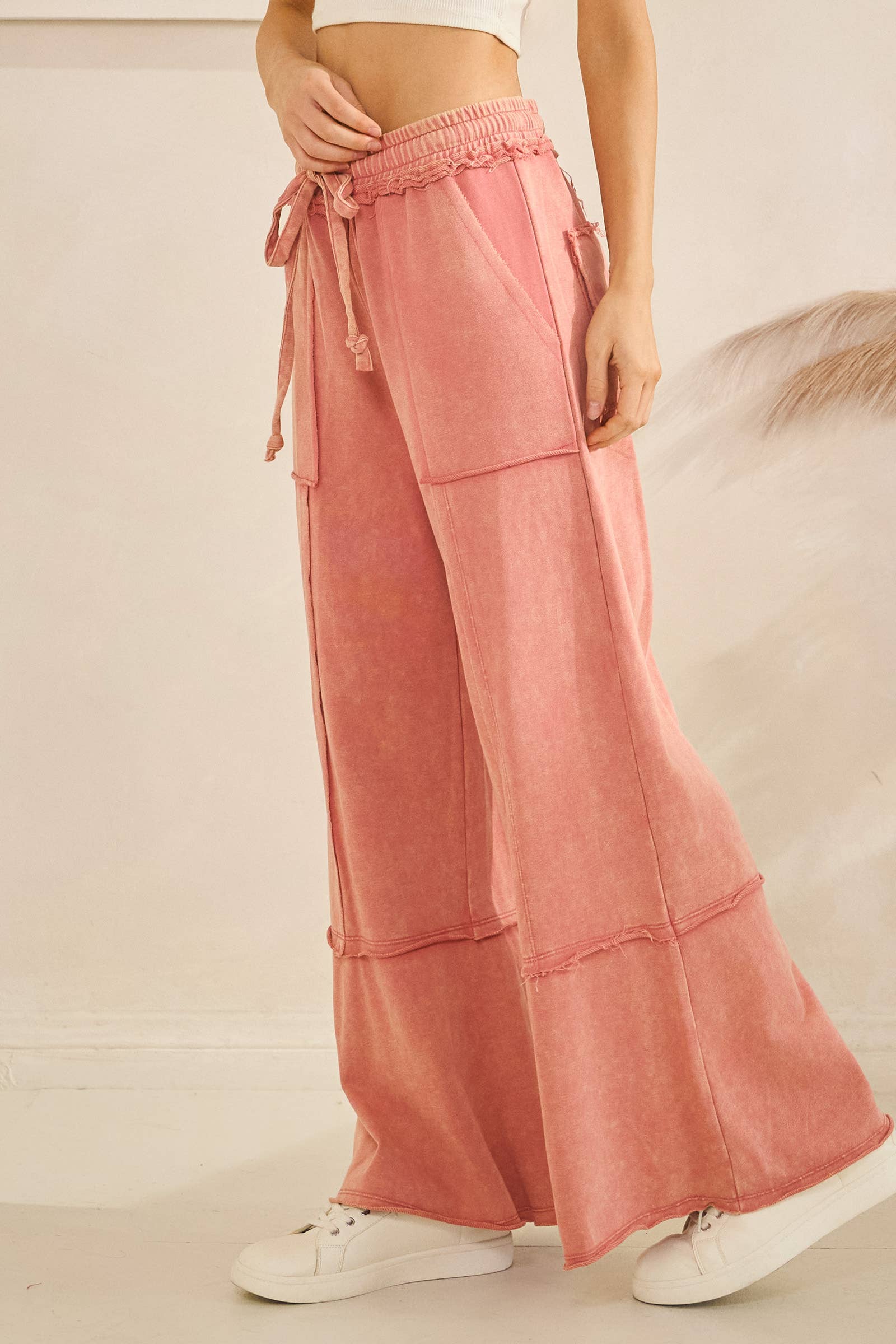 MINERAL WASHED TERRY KNIT PANTS