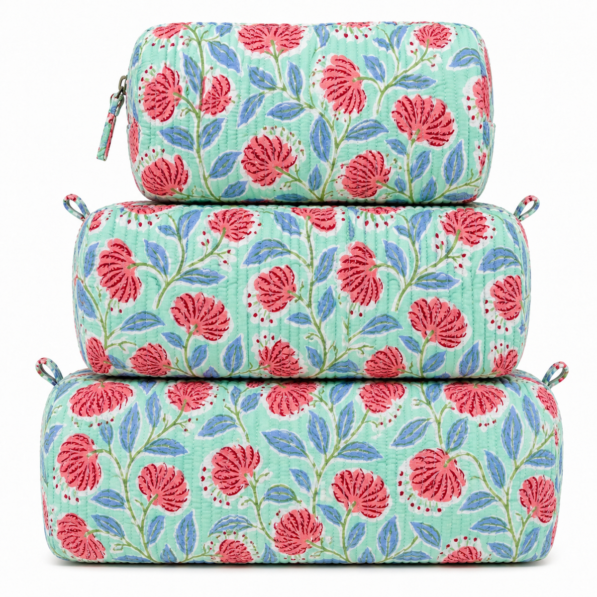 Mint Floral Quilted Bag Print