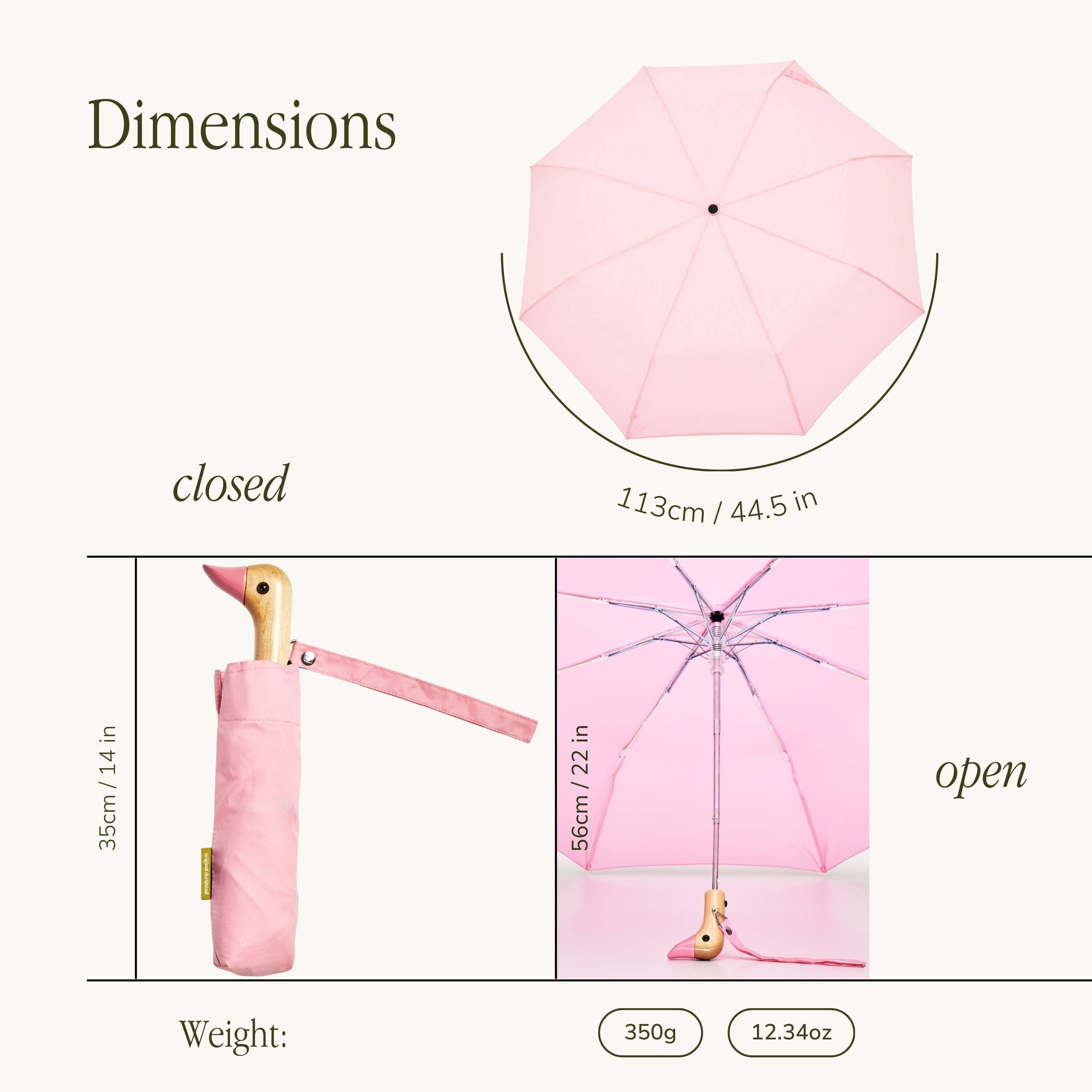 Pink Compact Eco-Friendly Wind Resistant Duck Head Umbrella