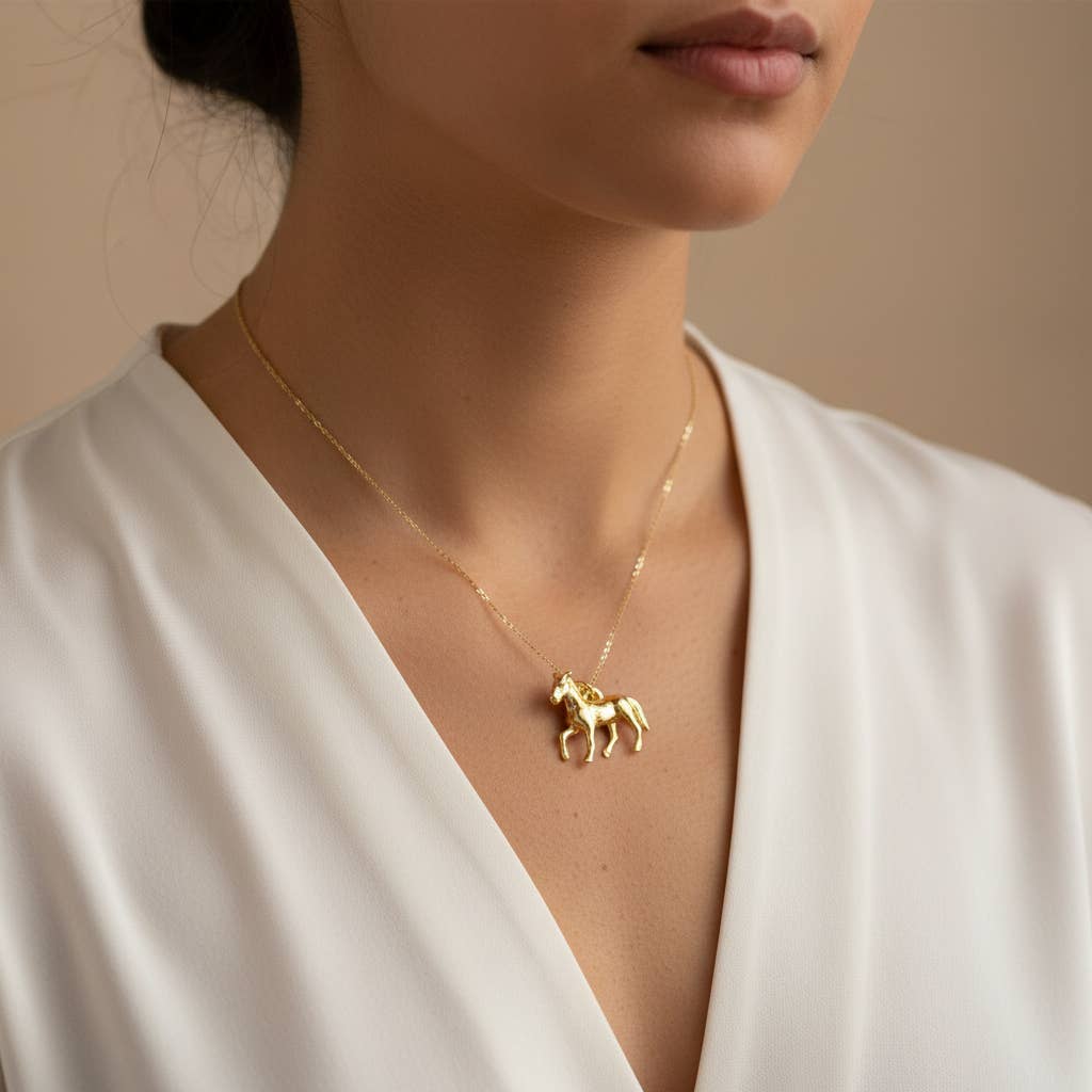 Gold Horse Charm,Double Sided Horse Charm