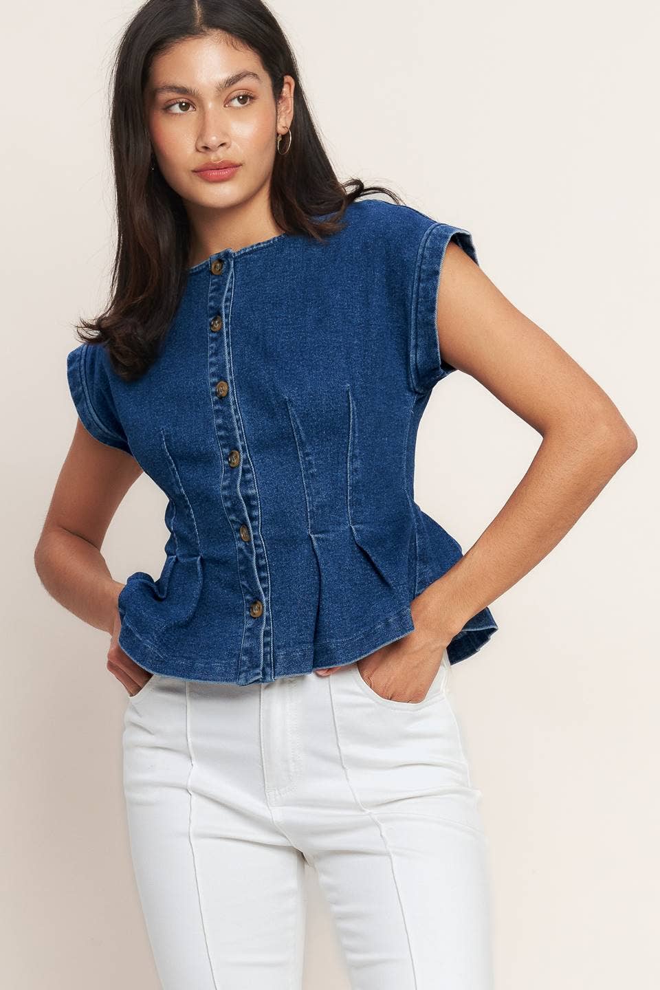 Emille washed denim top