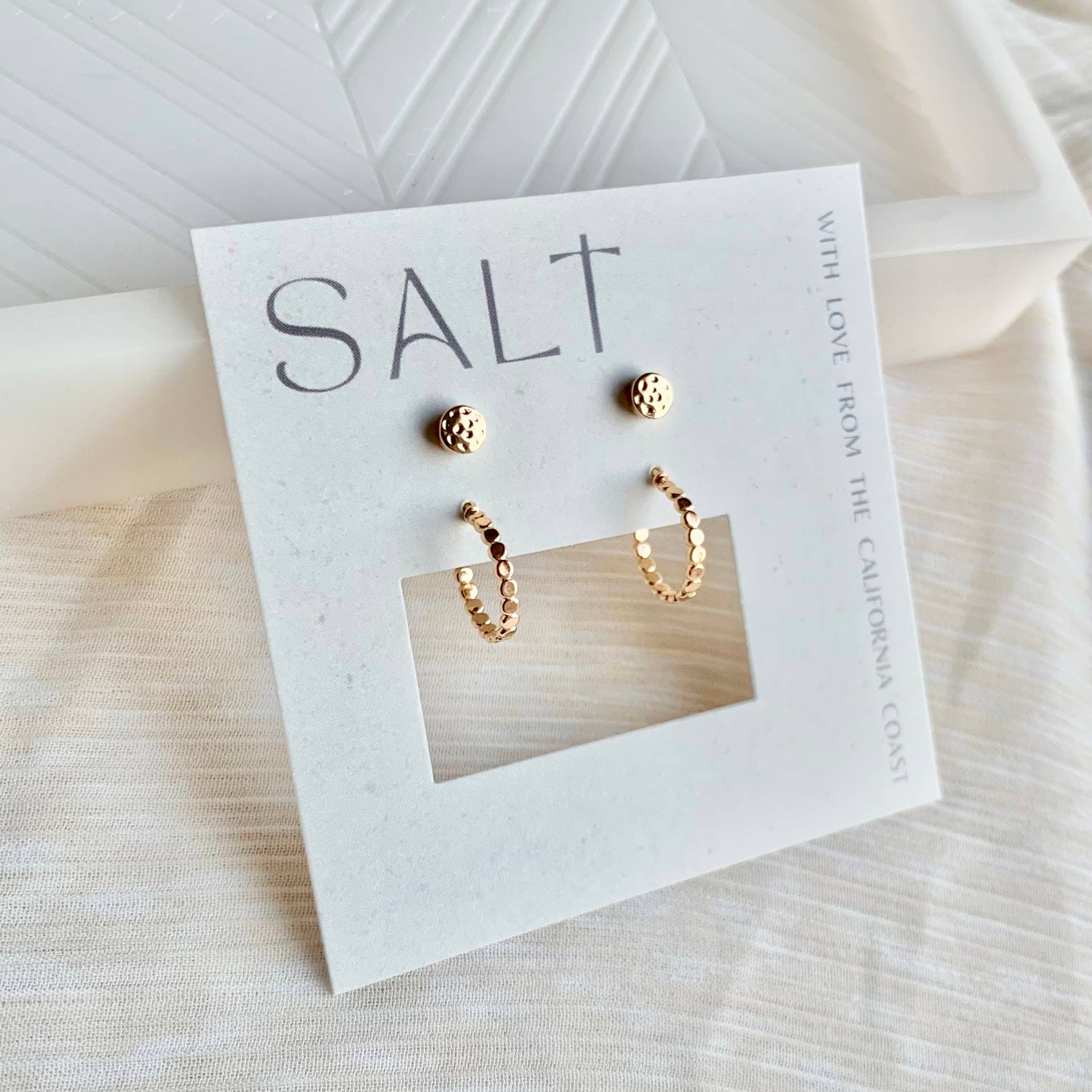 EVERYDAY HOOP & STUD SET | gold dainty stud post earrings