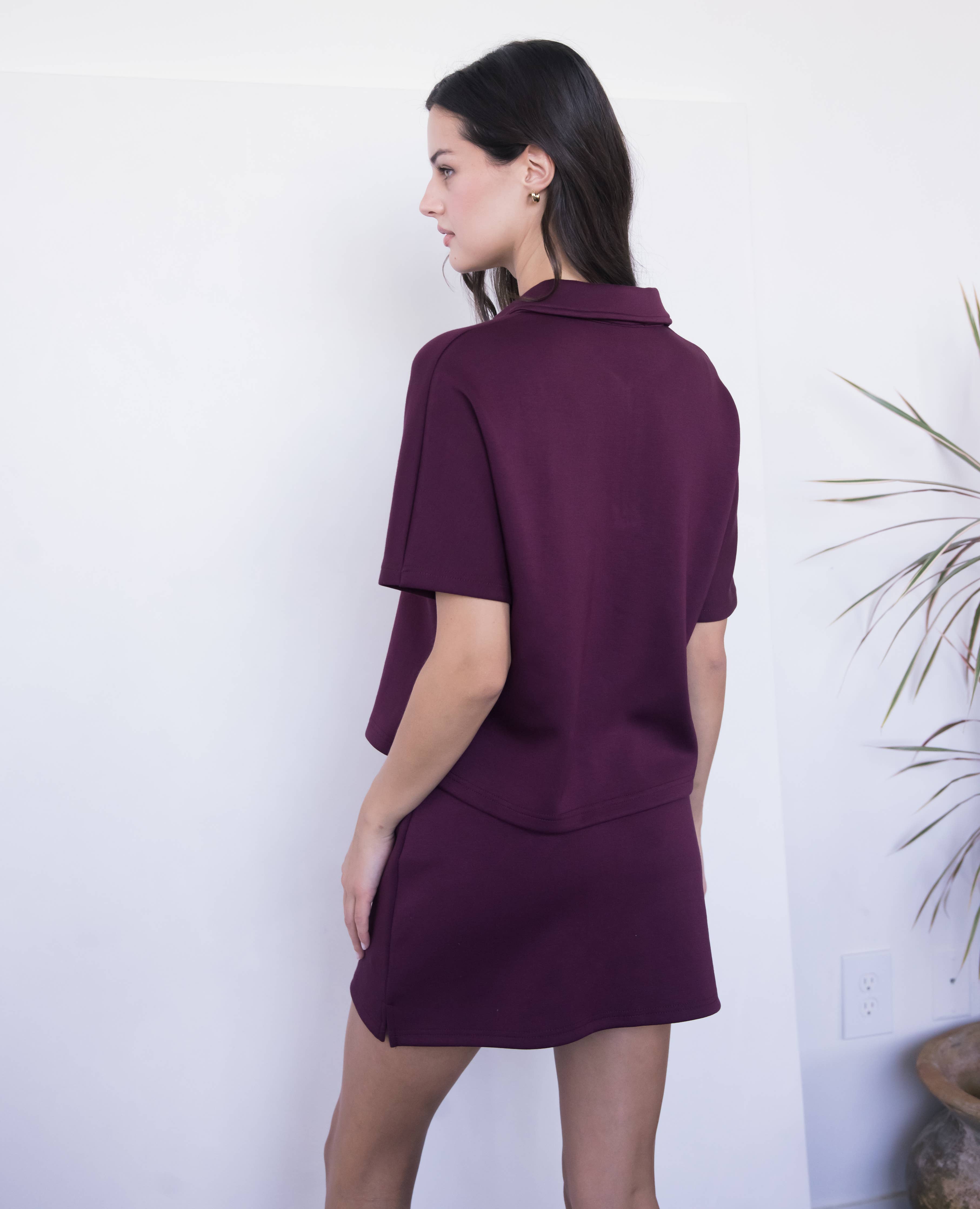 Butter Modal Short Sleeve Quarter Zip Top