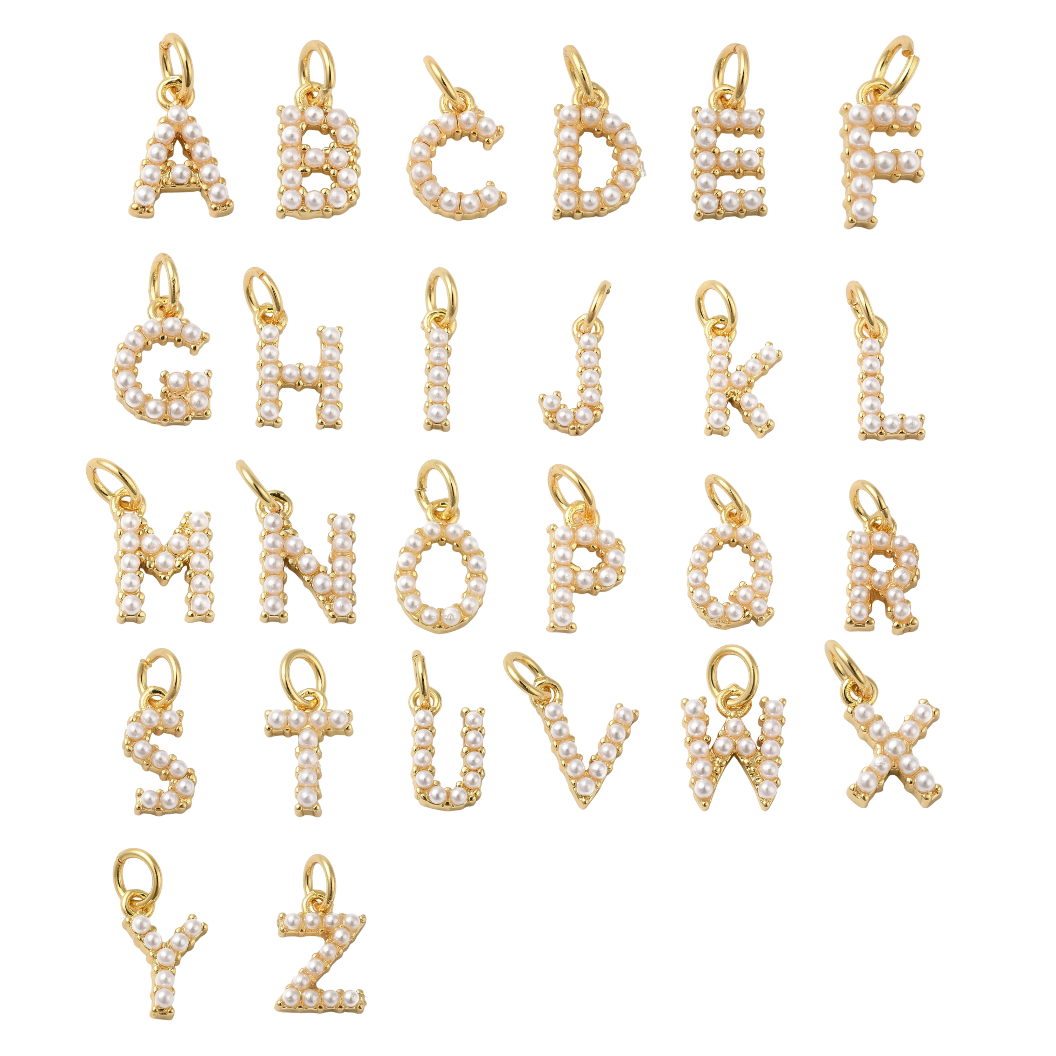 Gold Large Pearl Initial Charm