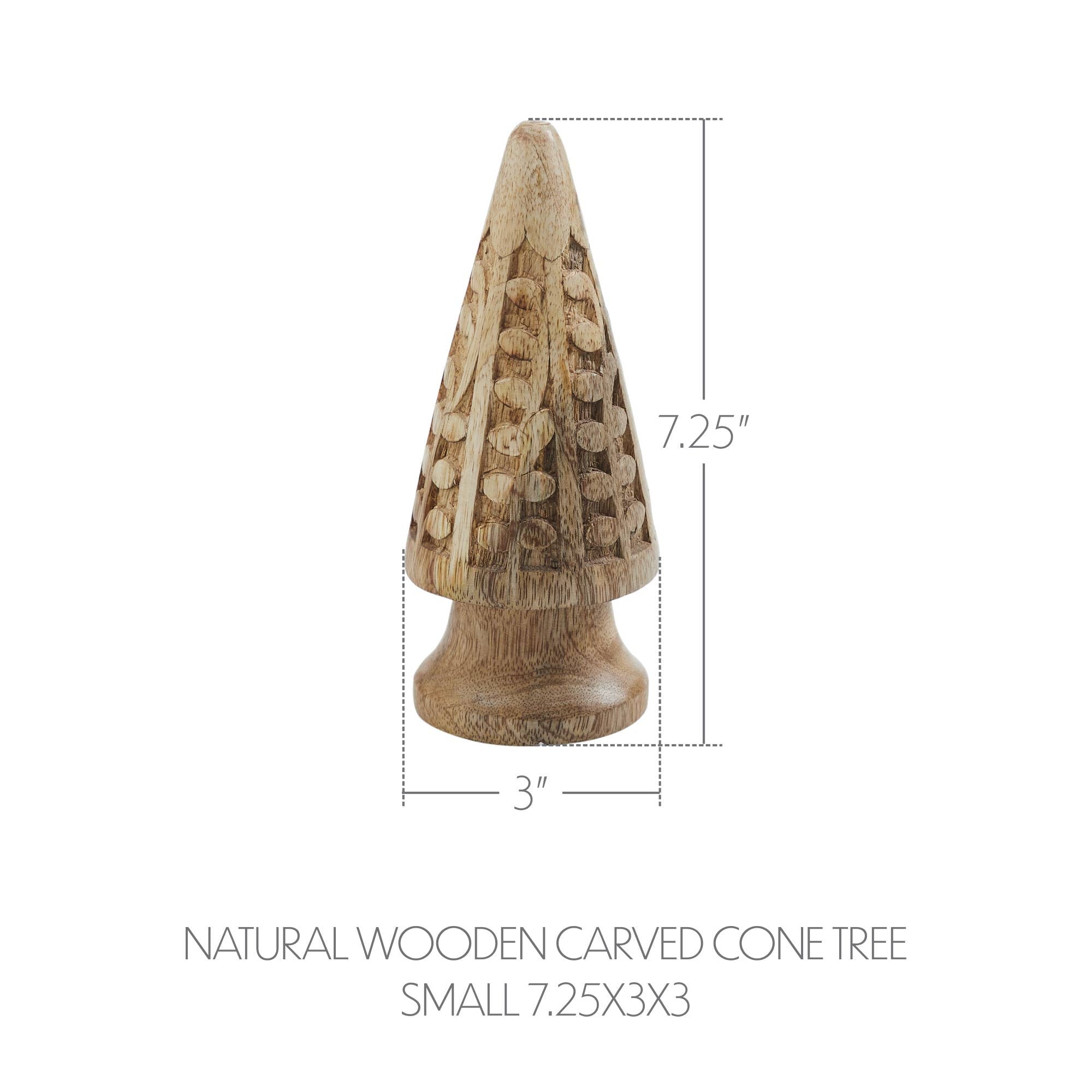 Natural Wooden Carved Cone Tree Small 7.25x3x3