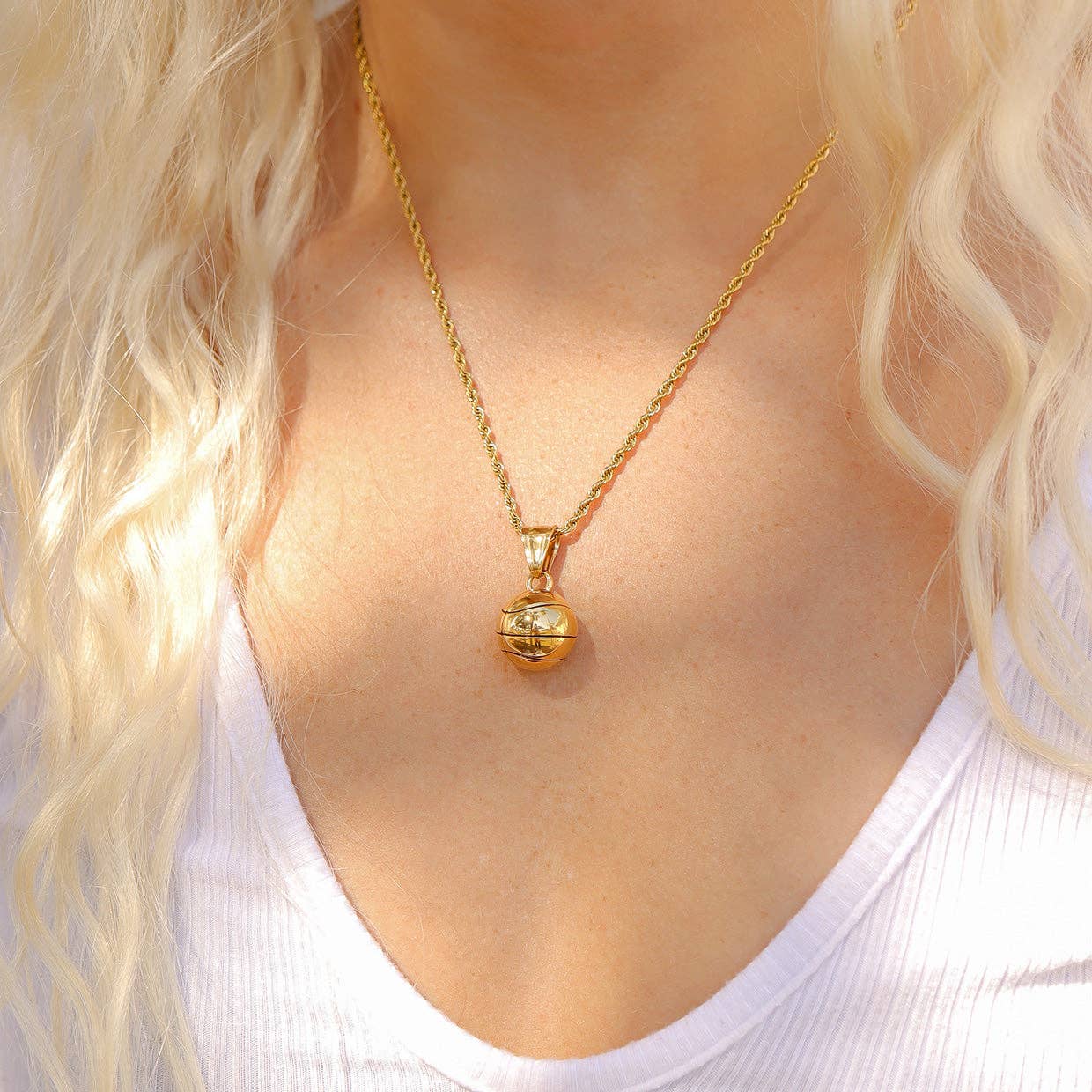 18K Gold PVD Stainless Steel 3D Basketball Charm