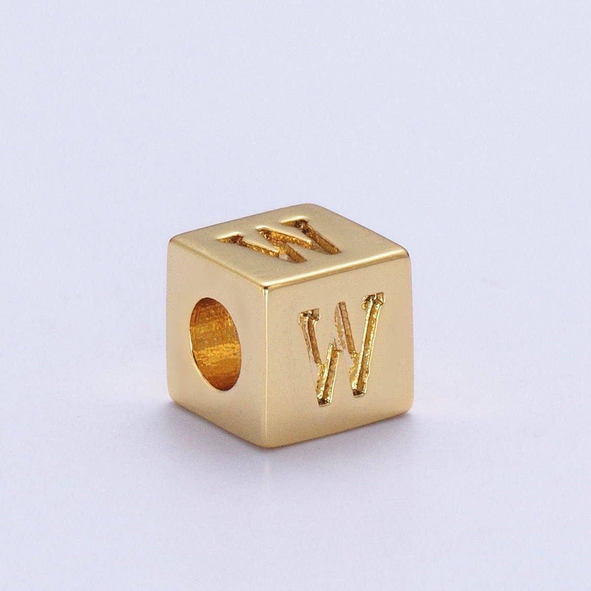 Gold Initial Letter Alphabet 6.2mm Block Beads Charm Connector For Jewelry Making Component Supply A-A1145-A-A1157