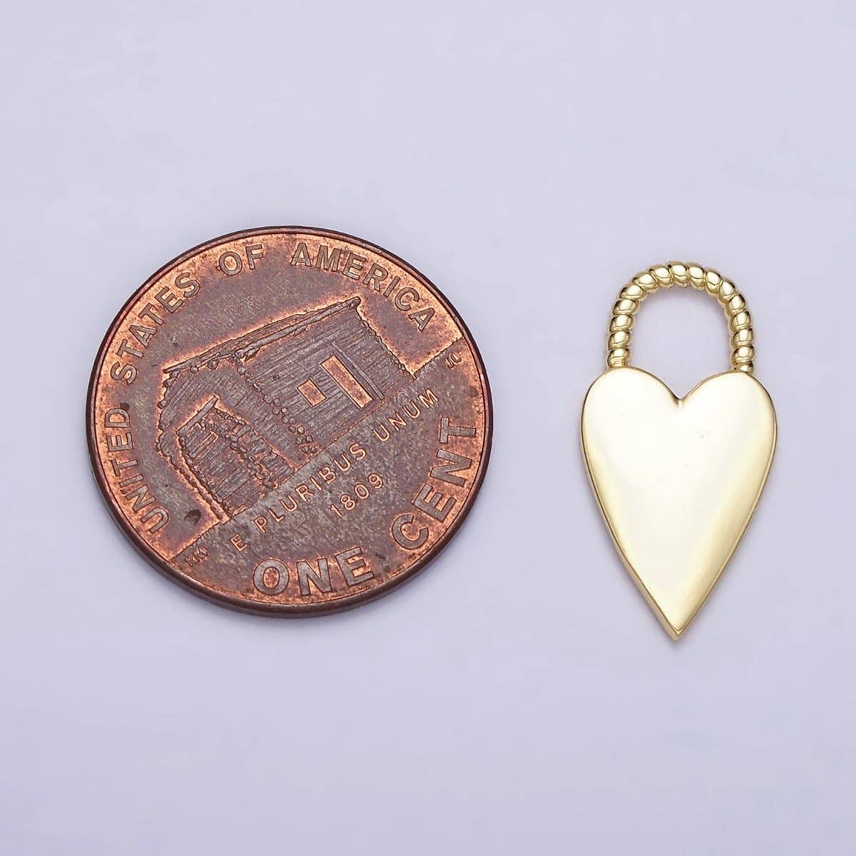16K Gold Filled Heart Love Twisted Handle Padlock Charm