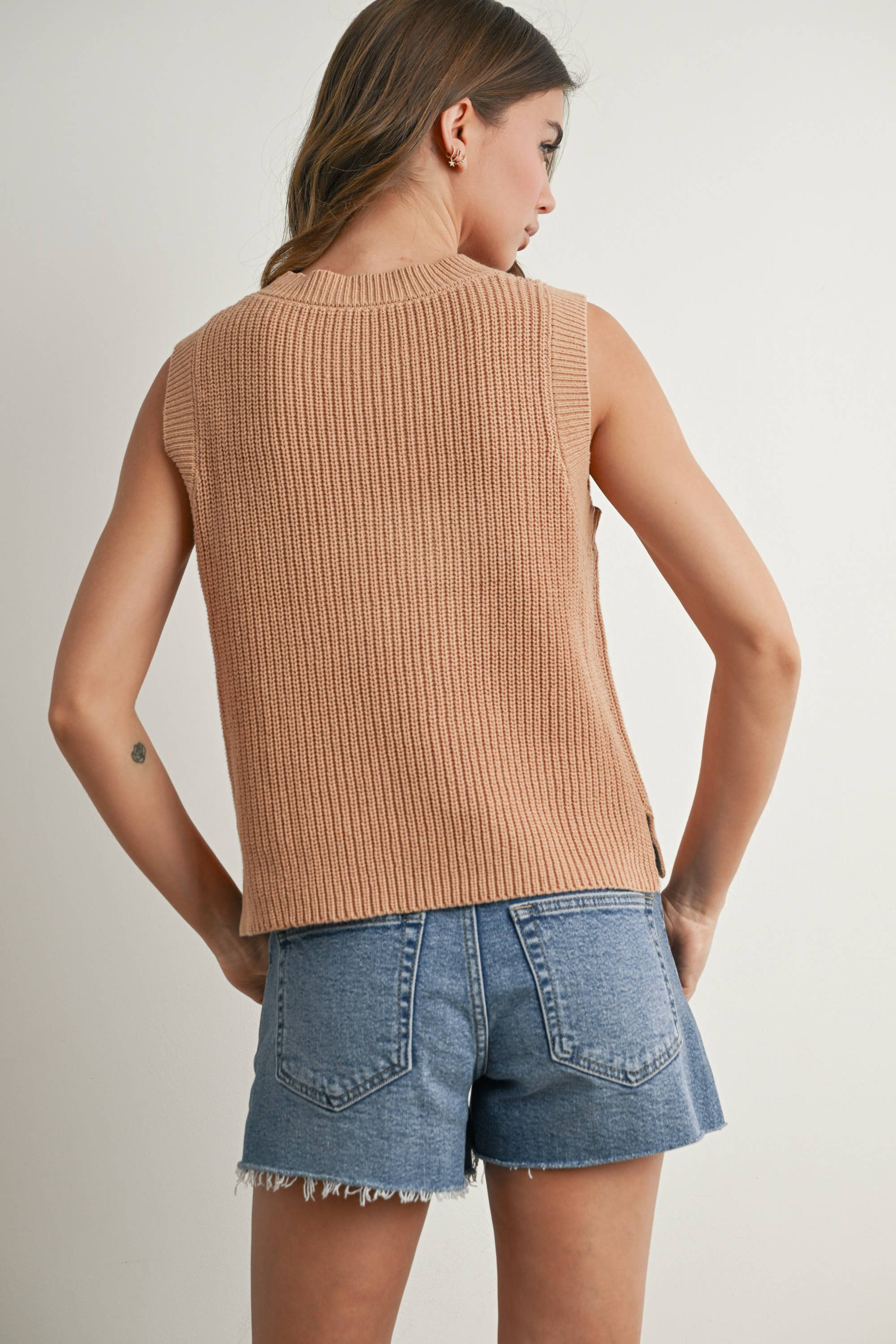 Flag Print Knitted Sleeveless Sweater - BMW7749
