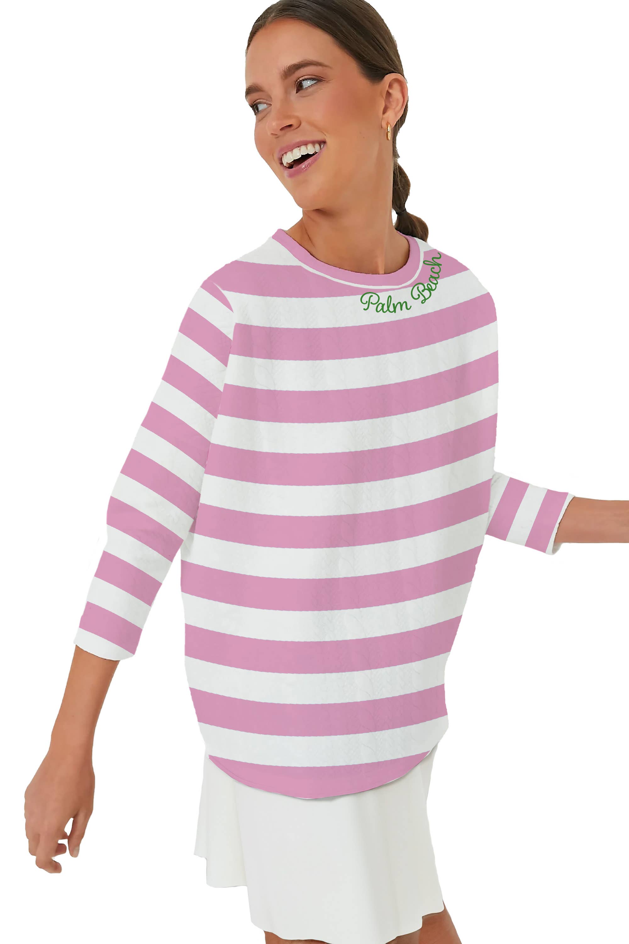 Swing Sweatshirt - Cabana Stripe Pink/White
