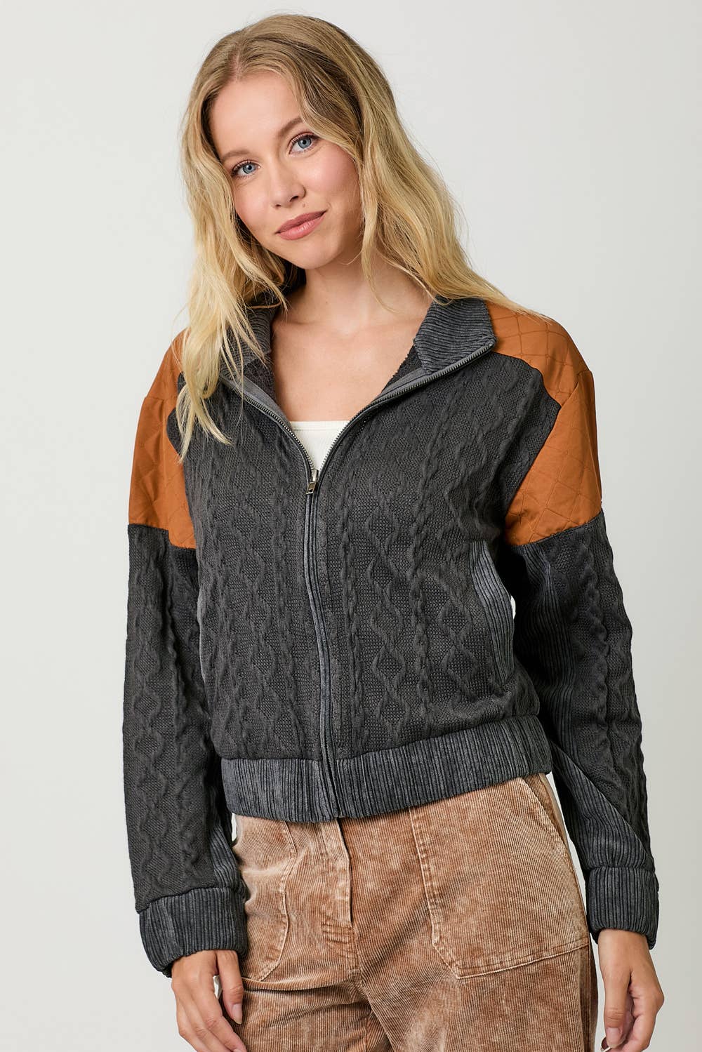 Mixed Media Bomber Jacket