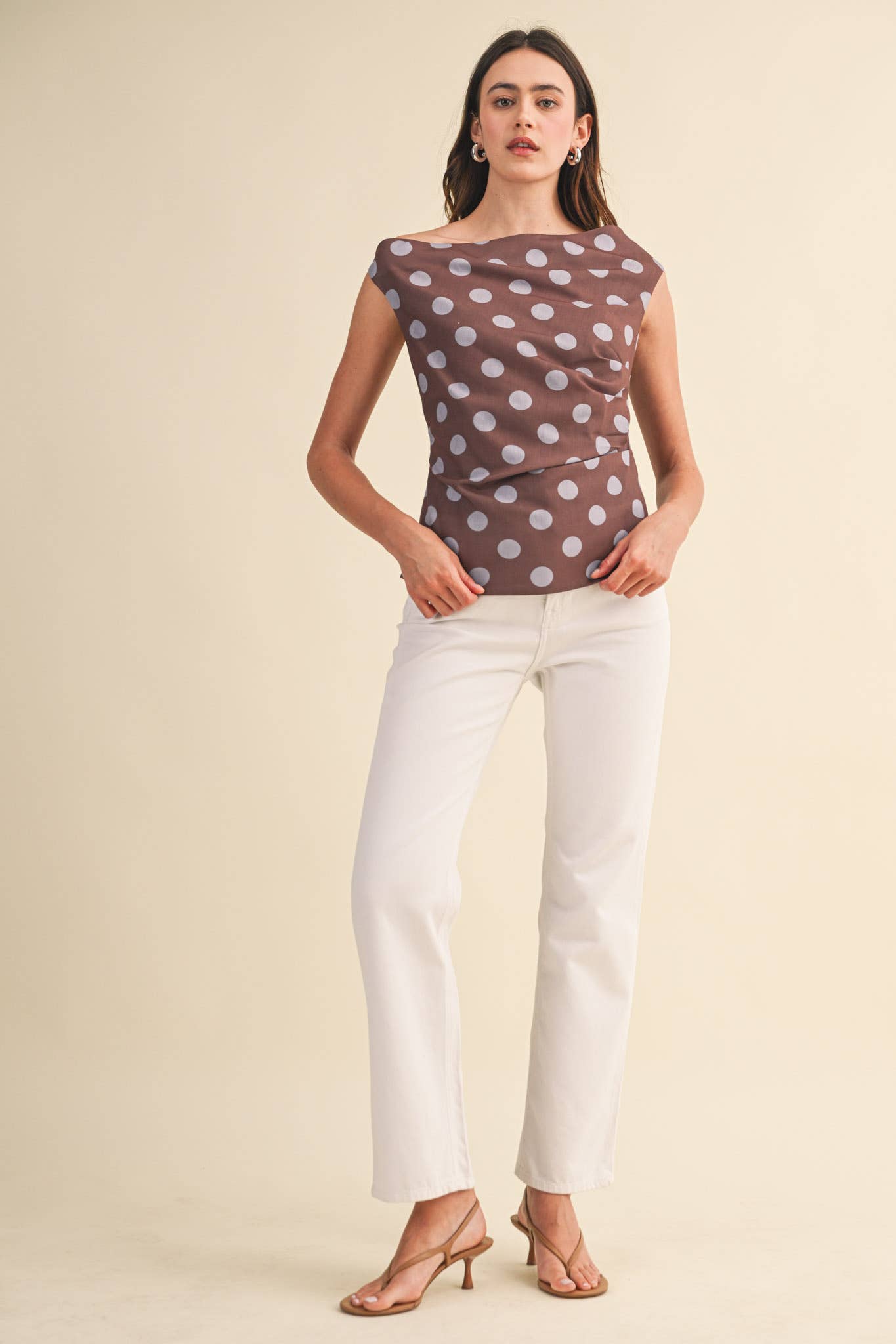 POLKA DOT OFF SHOULDER TOP