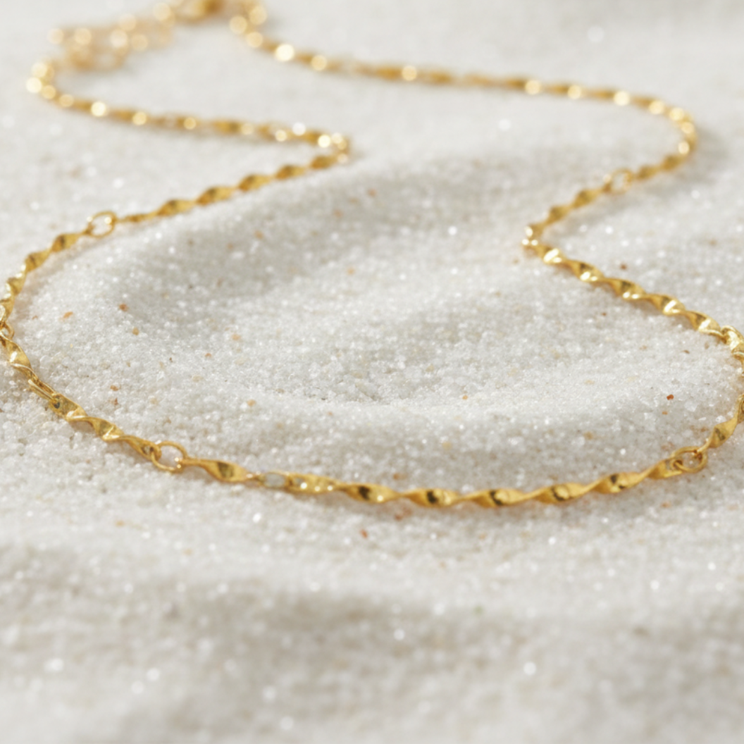 Gold Simple Twist Necklace | Waterproof, Hypoallergenic & Tarnish Resistant