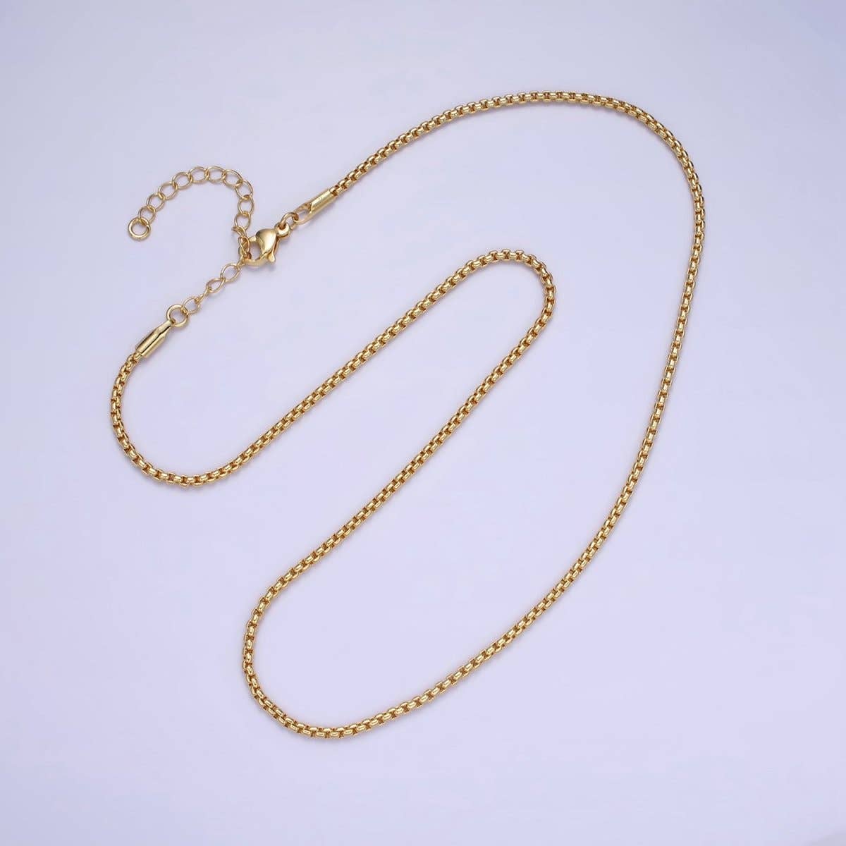 14K Gold Filled 2mm Box Chain 17.5 Inch Necklace w. Extender | WA-2434