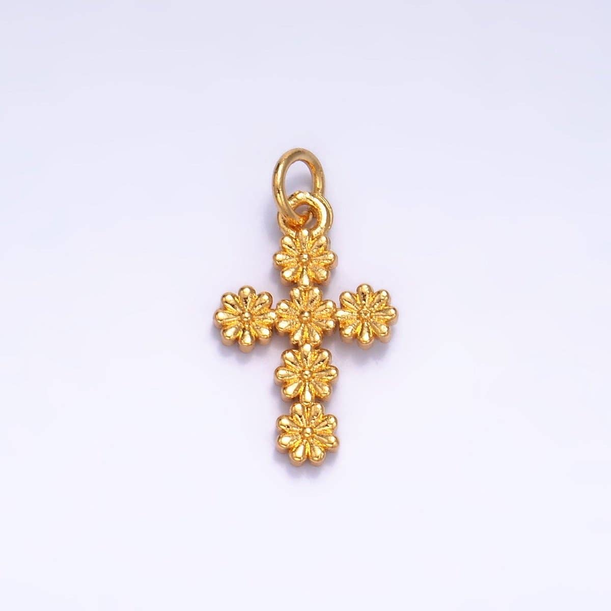 24K Gold Filled Daisy Flower Cross Charm